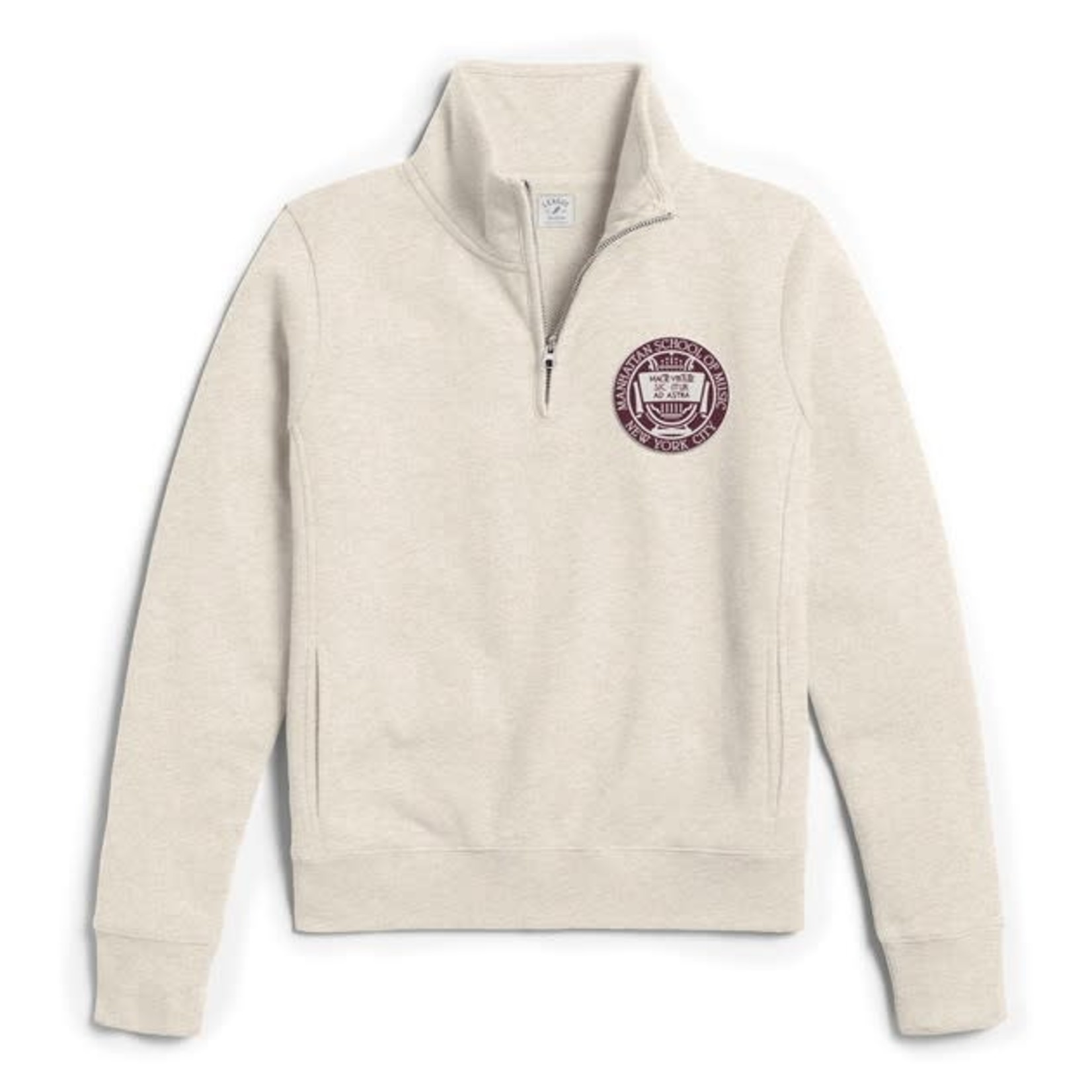sweatshirt: League ladies cut oatmeal 1/4 zip with embroidered seal