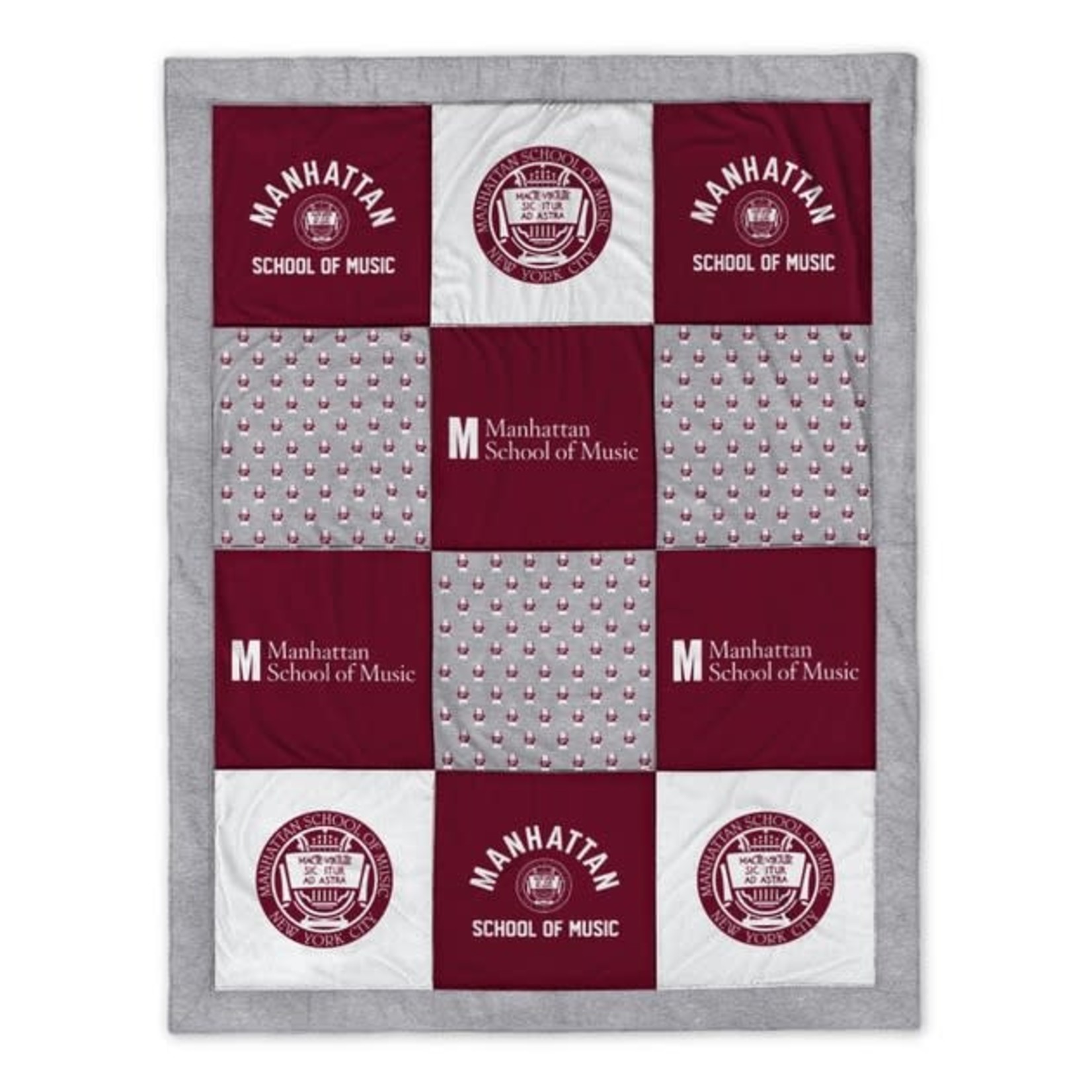 Blanket: Quilted Jersey League 80" x 62" with Seal/Arched Name/Stacked Logo & Small Mannies