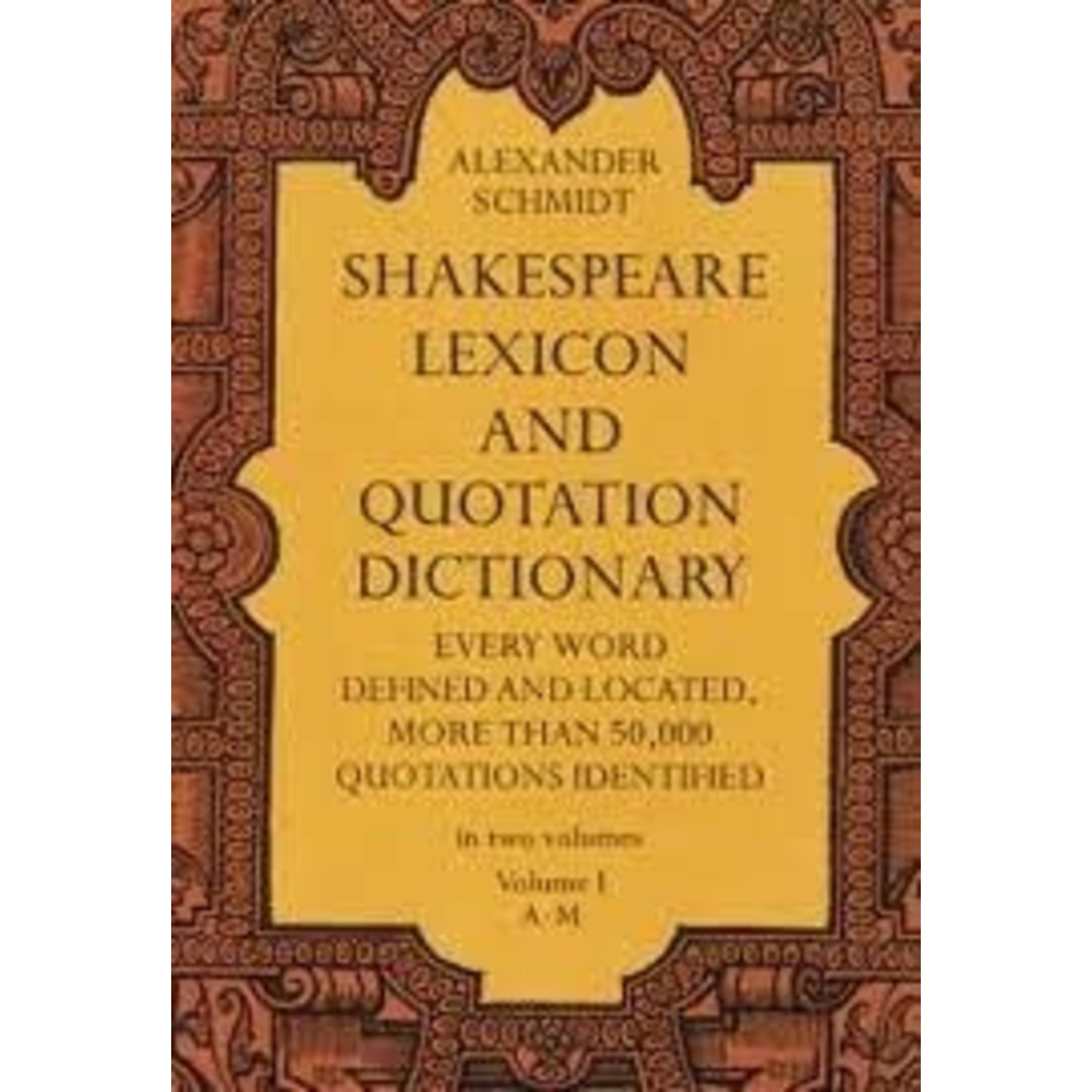 Schmidt: Shakespeare Lexicon Vol 1 FINAL SALE CLEARANCE