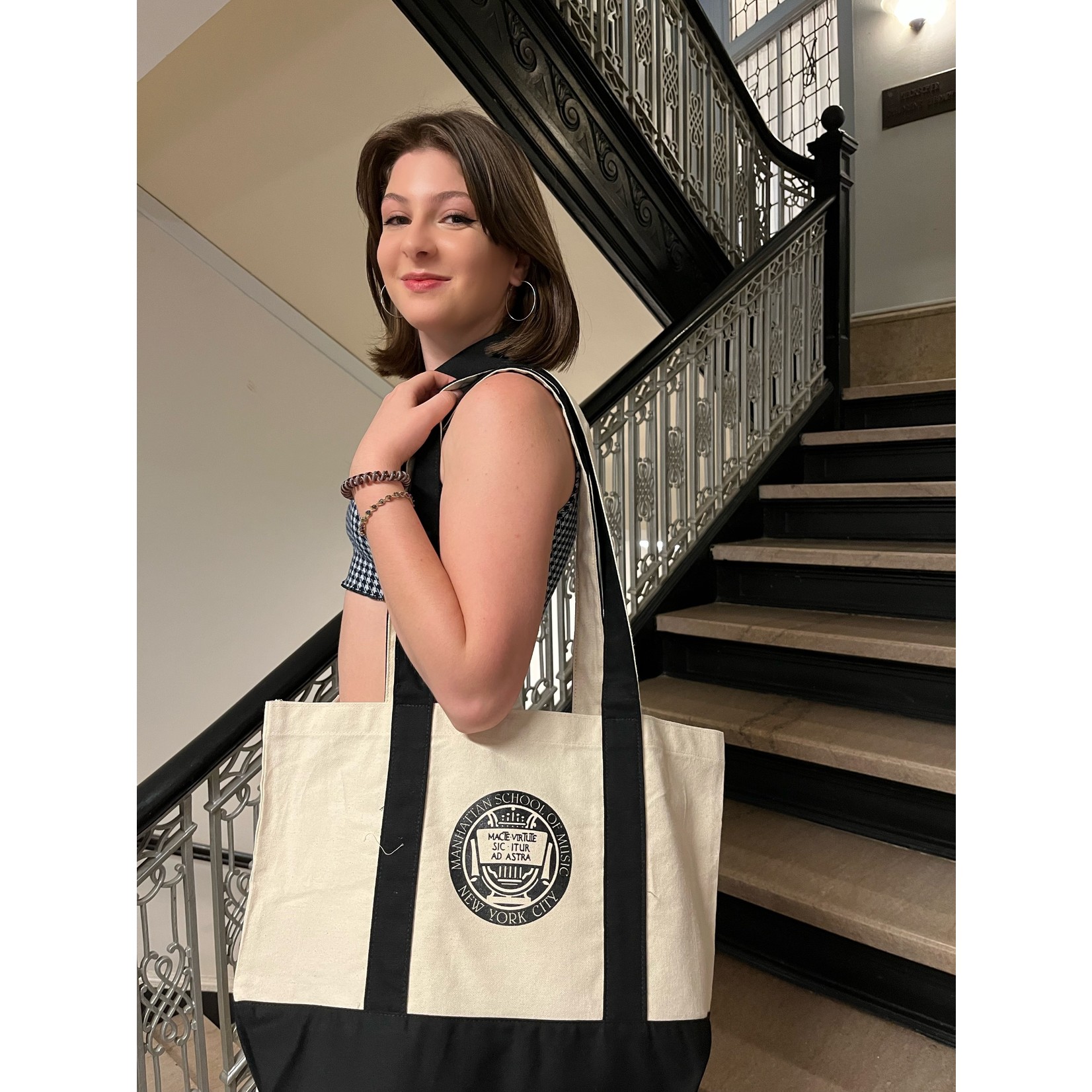 MSM Canvas Tote Bag with Snap Closure
