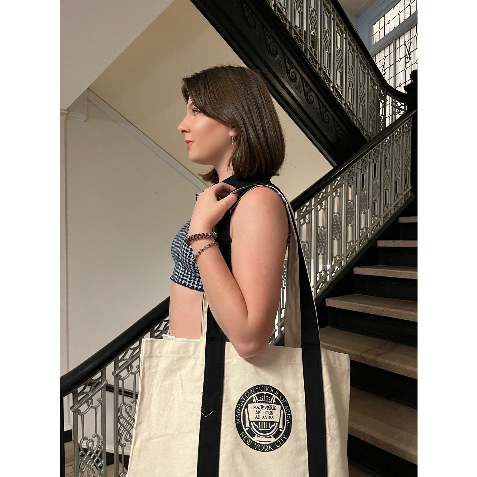 MSM Canvas Tote Bag with Snap Closure