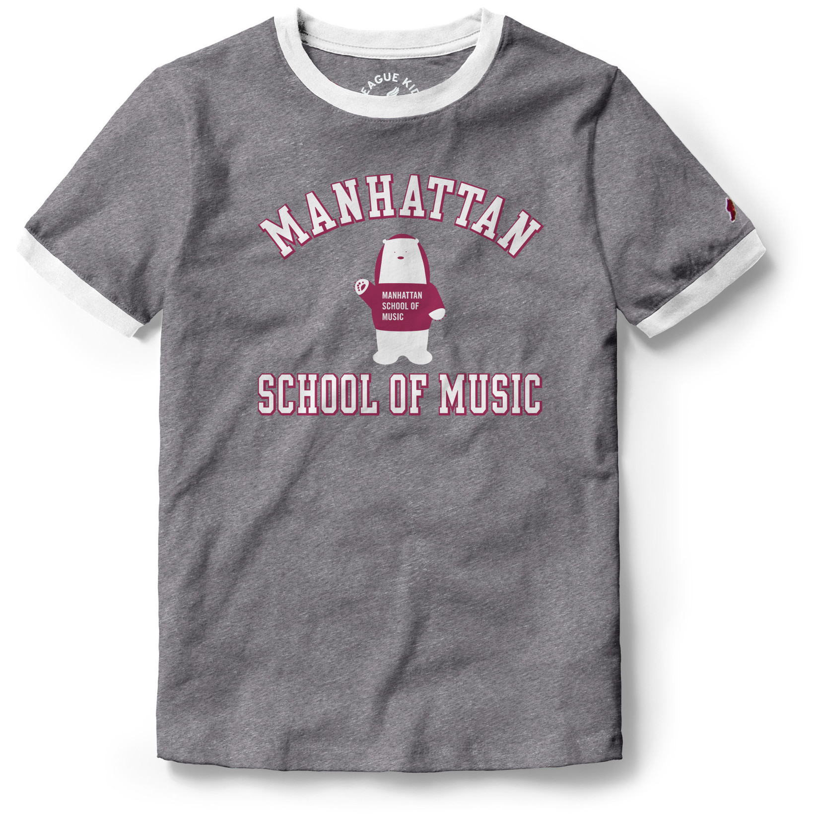 L2 Gray Youth Ringer T-shirt with Manny Mascot