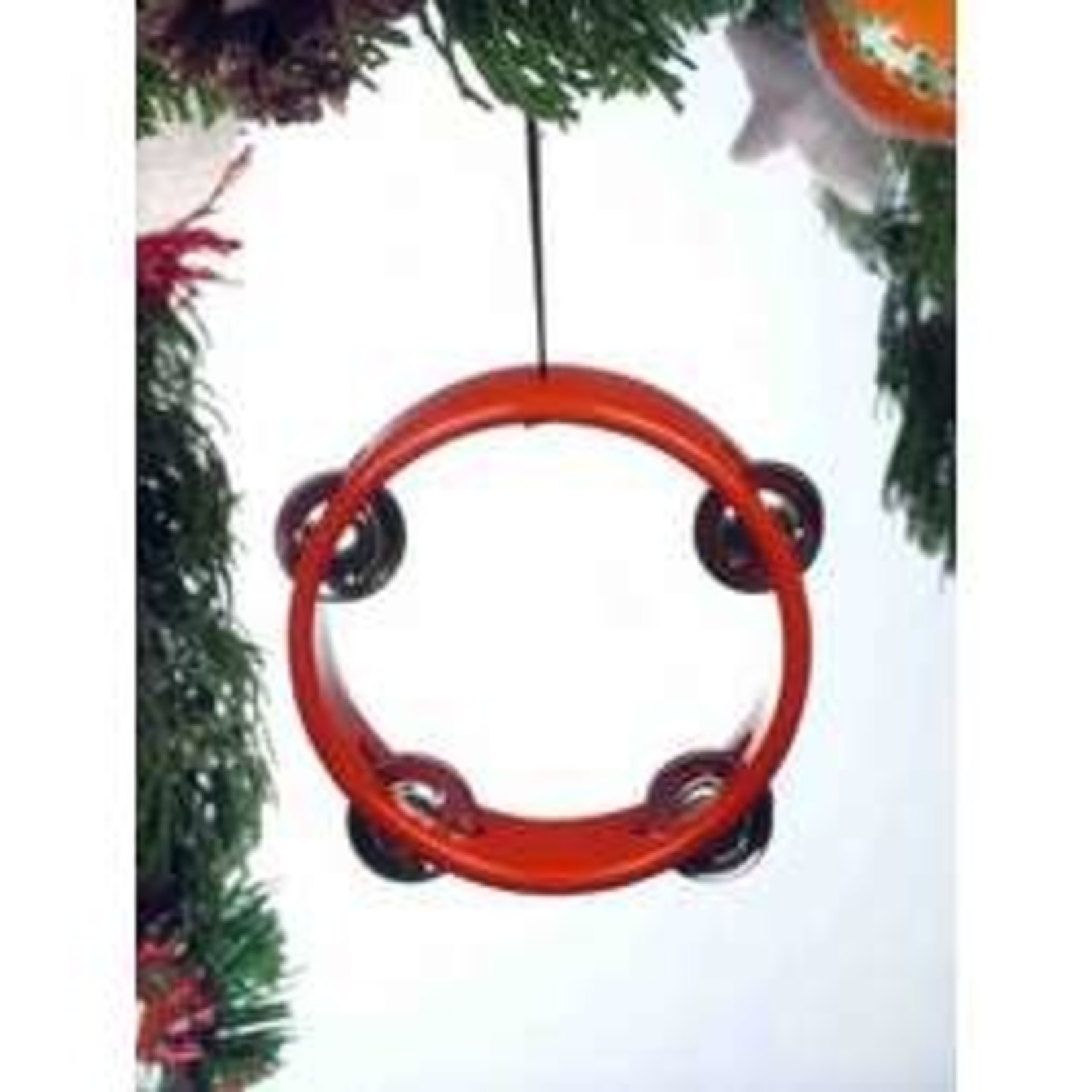 Red Wooden Tambourine Ornament