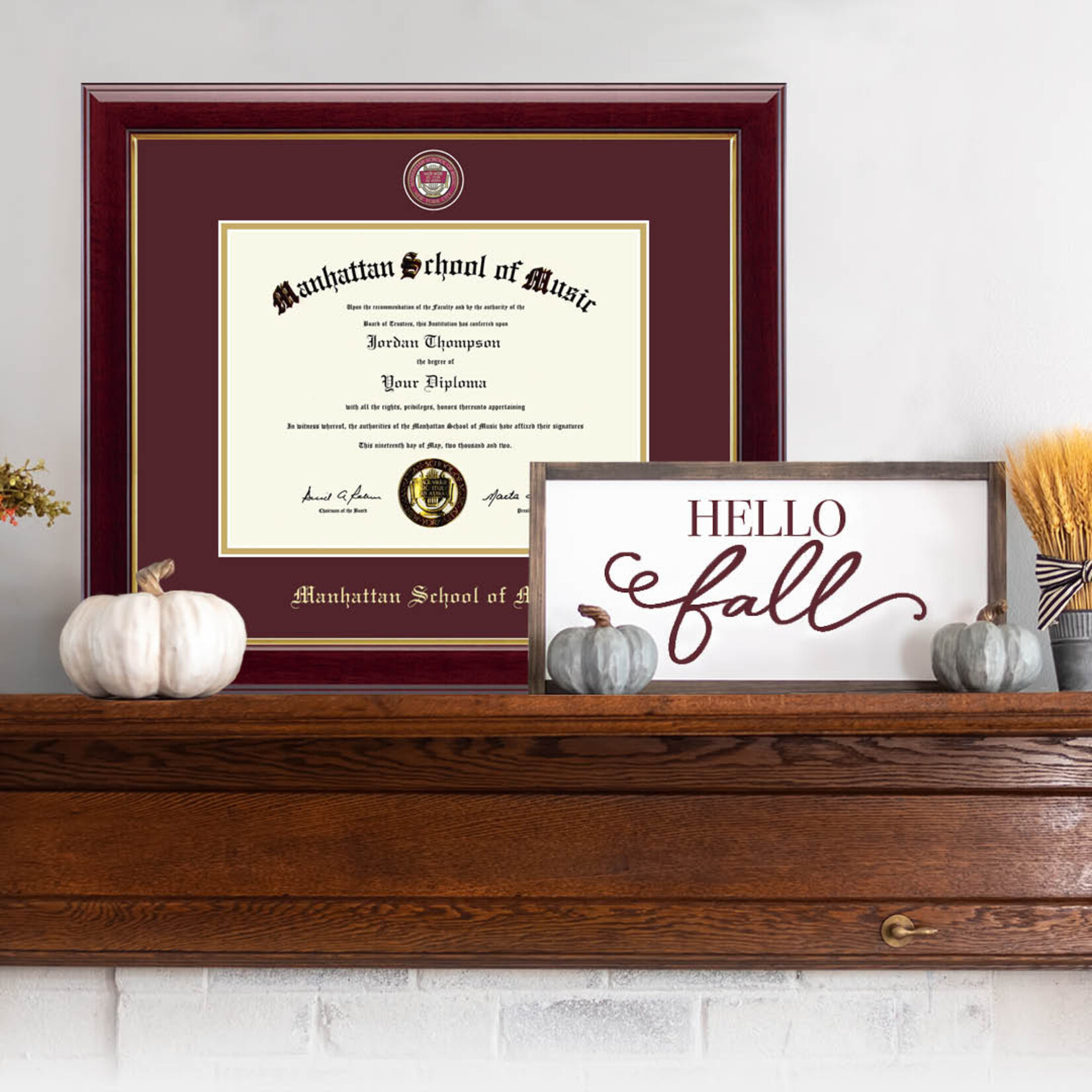Masterpiece Maroon Wood Frame, Maroon Matting, Maroon and Gold Medallion Diploma Frame (292139)