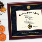 23K Maroon Wood Frame, Black Suede Matting, Gold Medallion Diploma Frame (292118)