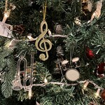 Clear Trumpet Ornament with Gold Accents