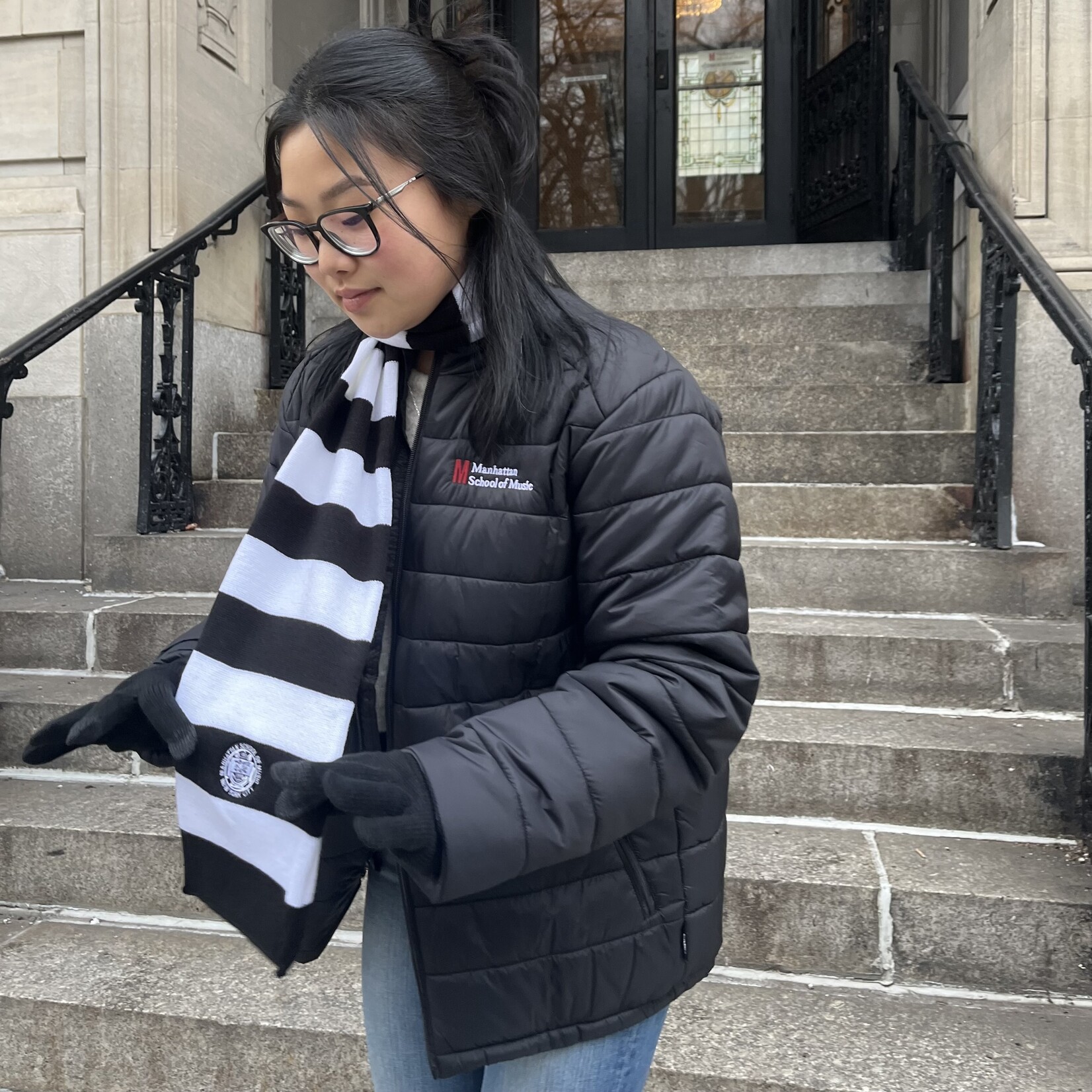 Logofit Black & White Striped Scarf with MSM Seal