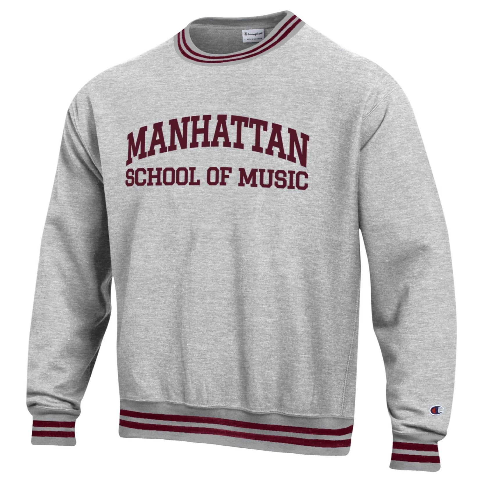 *Clearance* Gray Champion Crew with Striped Collar/Wrists