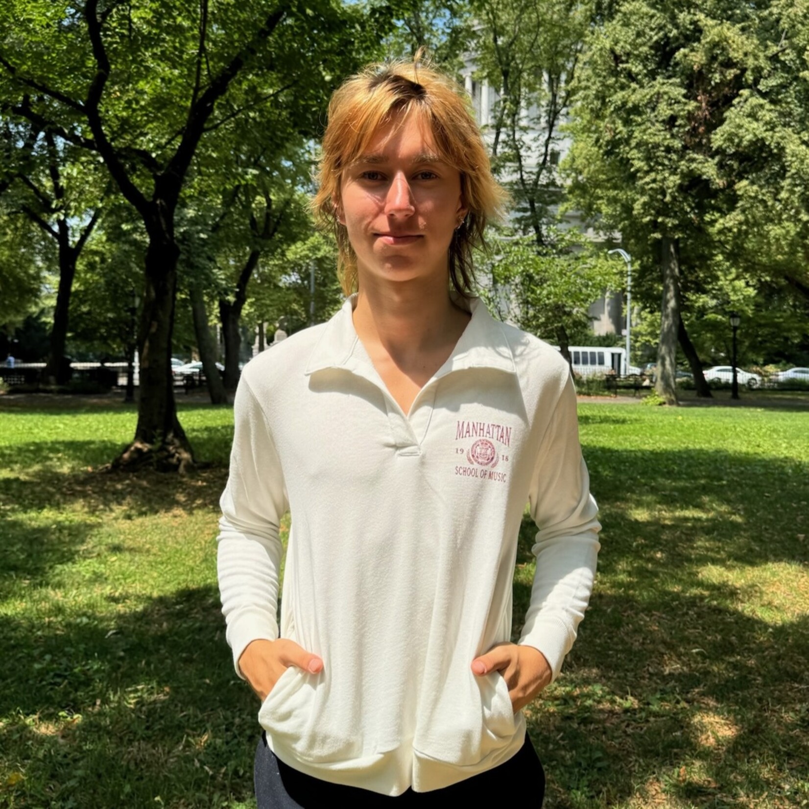 Alternative Apparel *Clearance* Collared V-neck Pullover with Laurels and Seal