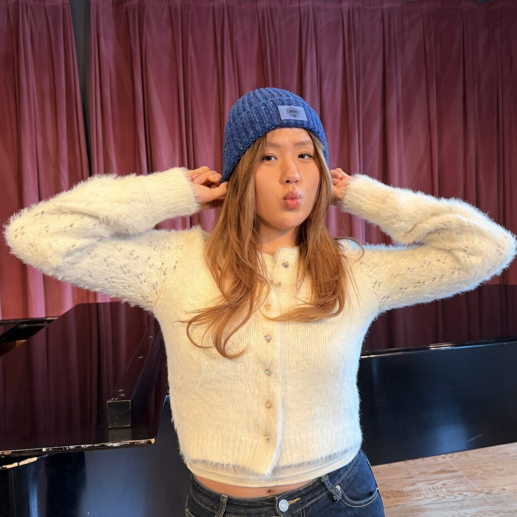 L2 Blue Fleck MSM Beanie with Suede Seal
