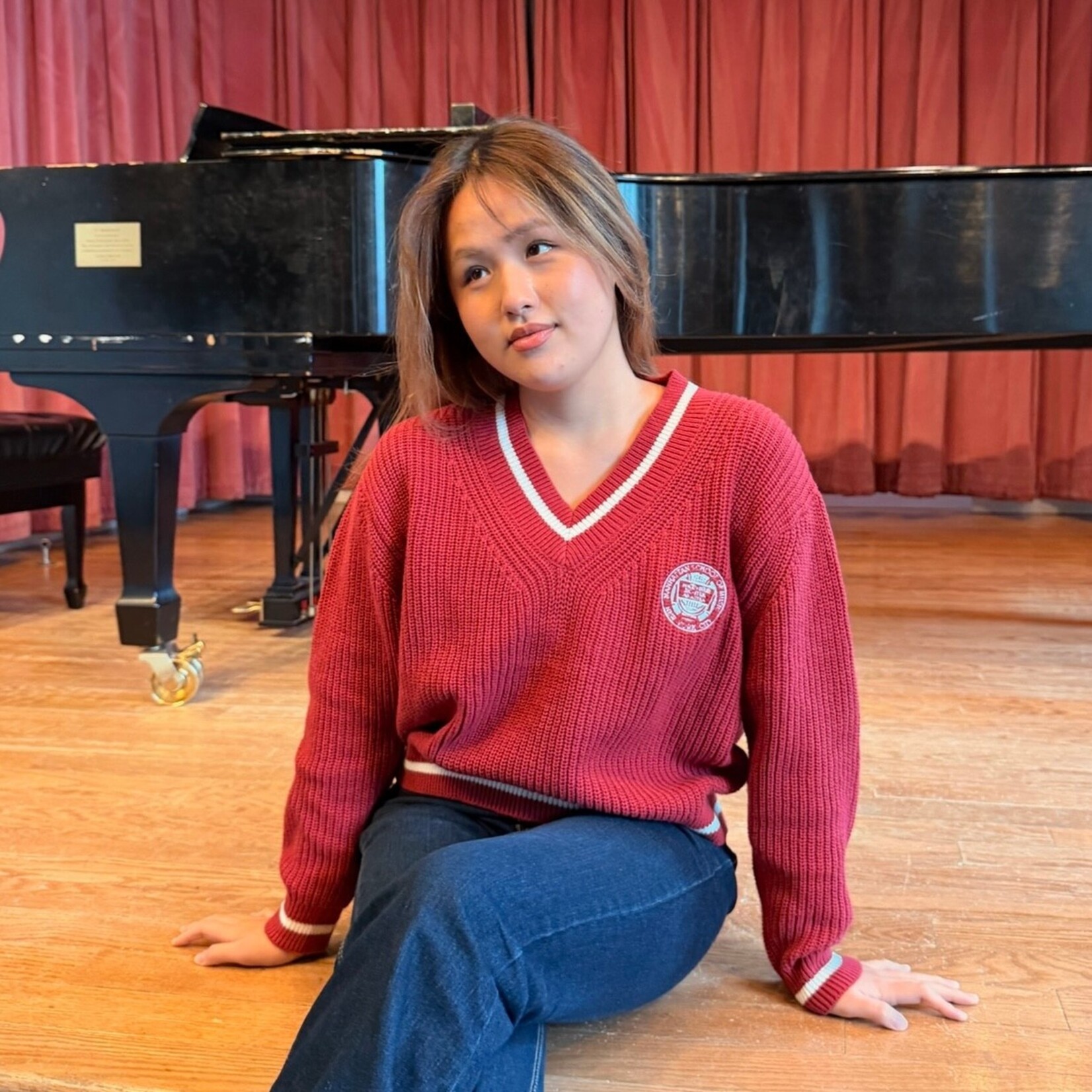 Ellsworth + Ivey *NEW* Brooke Varsity Knit V-Neck Sweater