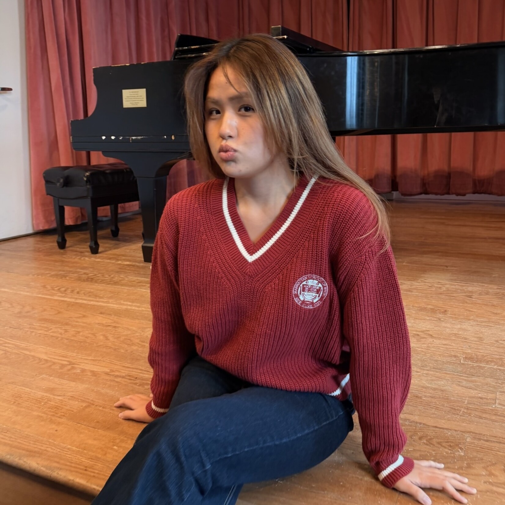 Ellsworth + Ivey *NEW* Brooke Varsity Knit V-Neck Sweater