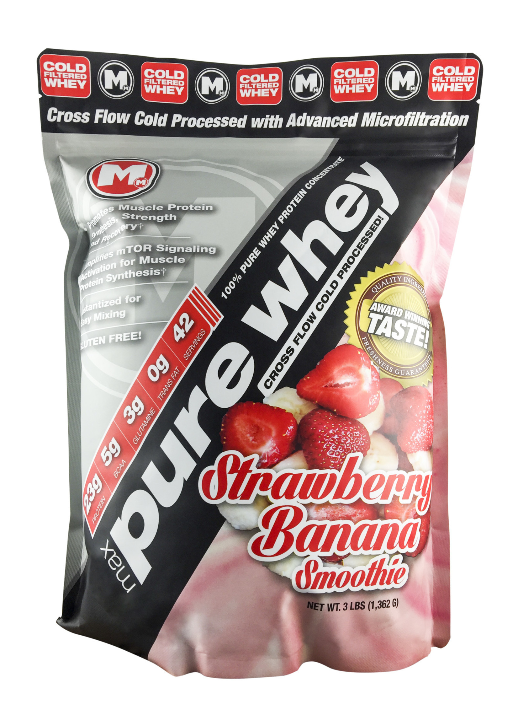 Max Muscle Max Pure Whey Strawberry Banana 3lb - Discontinued