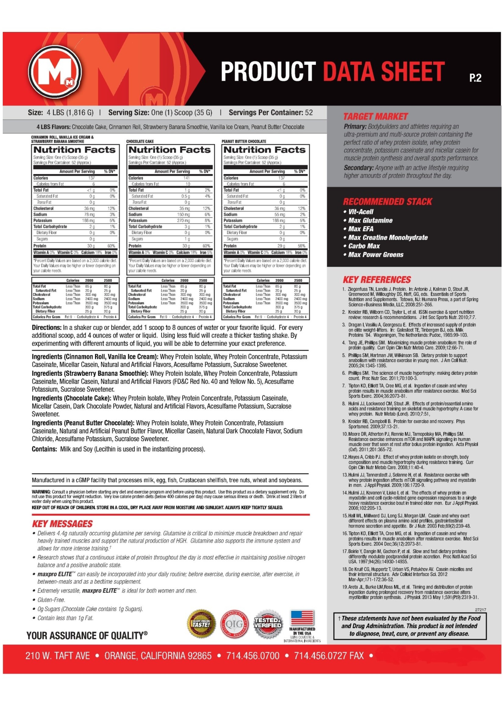 Max Muscle Maxpro Elite Chocolate Cake 4lb- $75 Great Deal! Discount applied at checkout