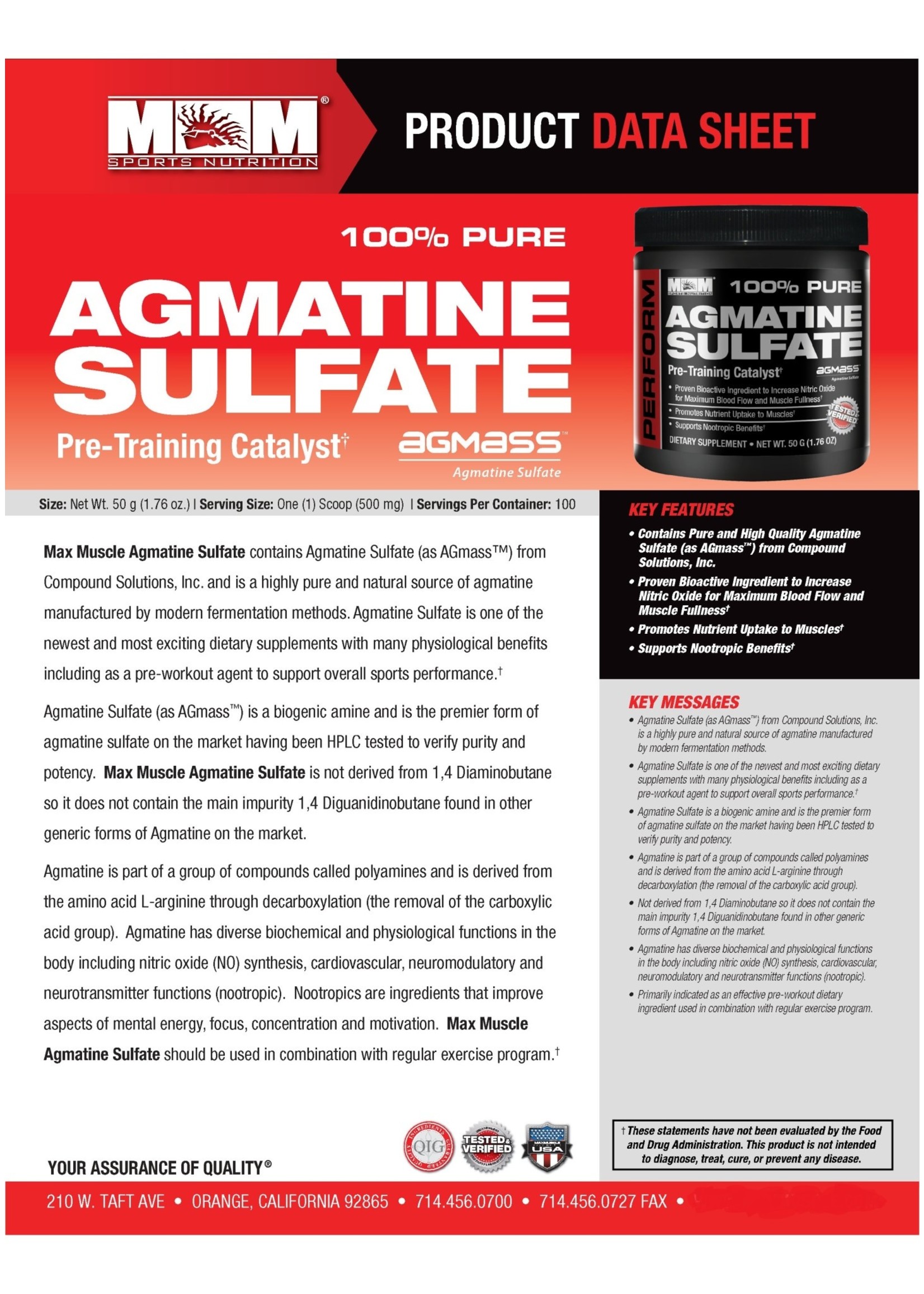 Max Muscle Agmatine Sulfate