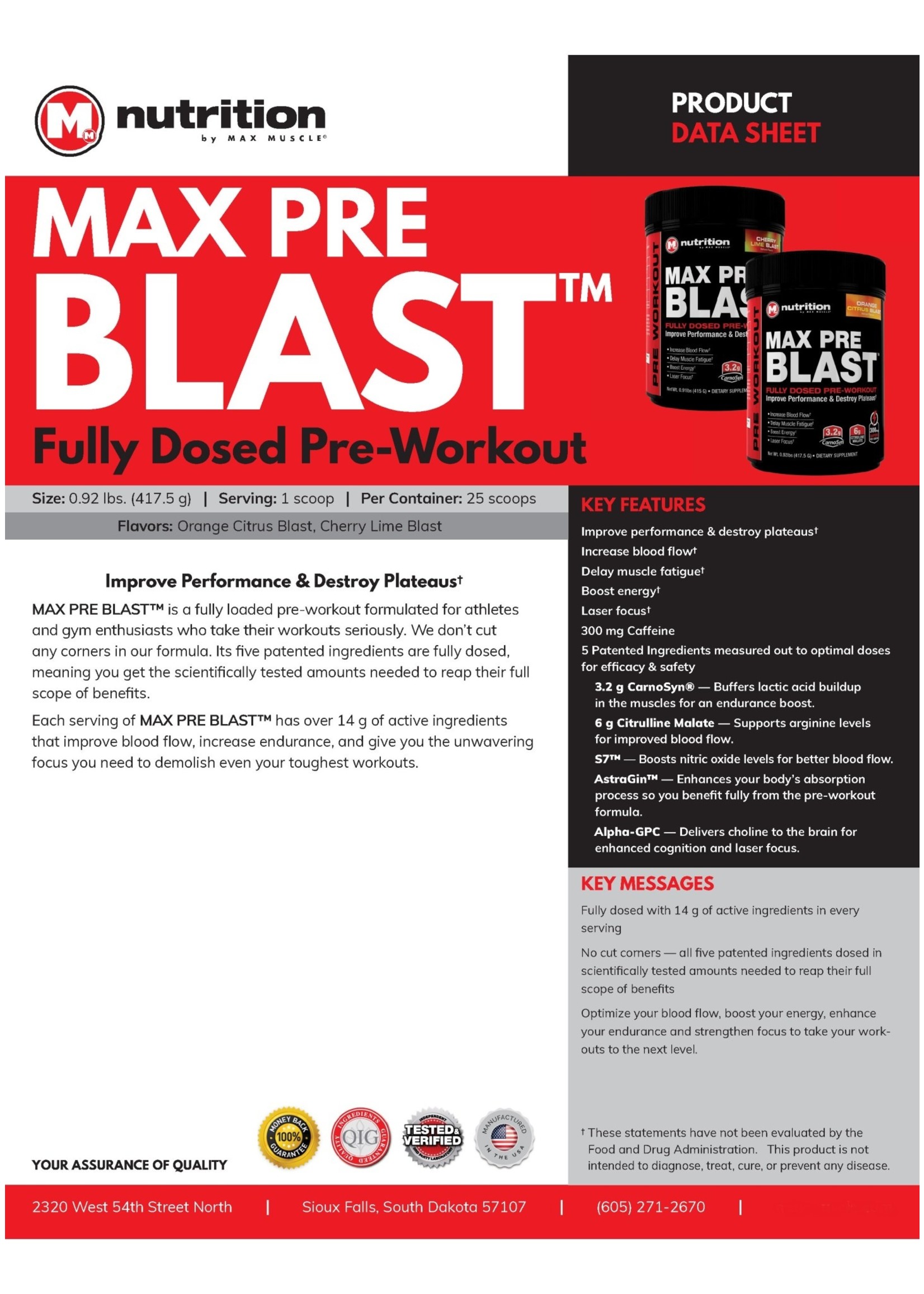 Max Muscle Pre-Blast Orange Citrus