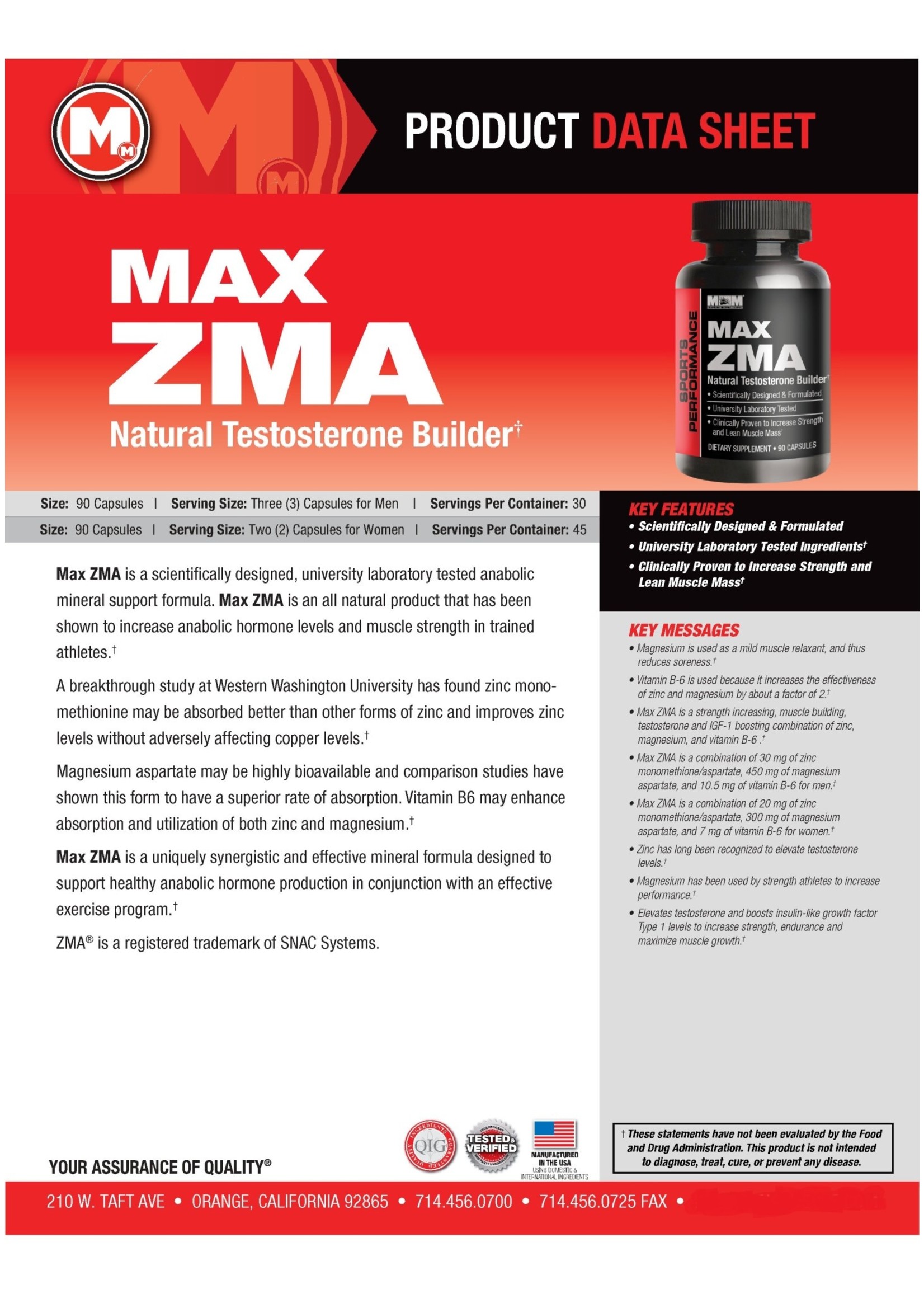 Max Muscle Max ZMA