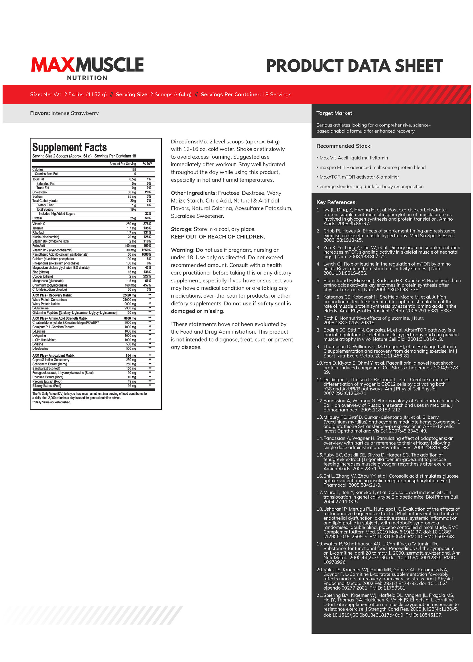 Max Muscle Arm Plus Fruit Smoothie 2.54 lb