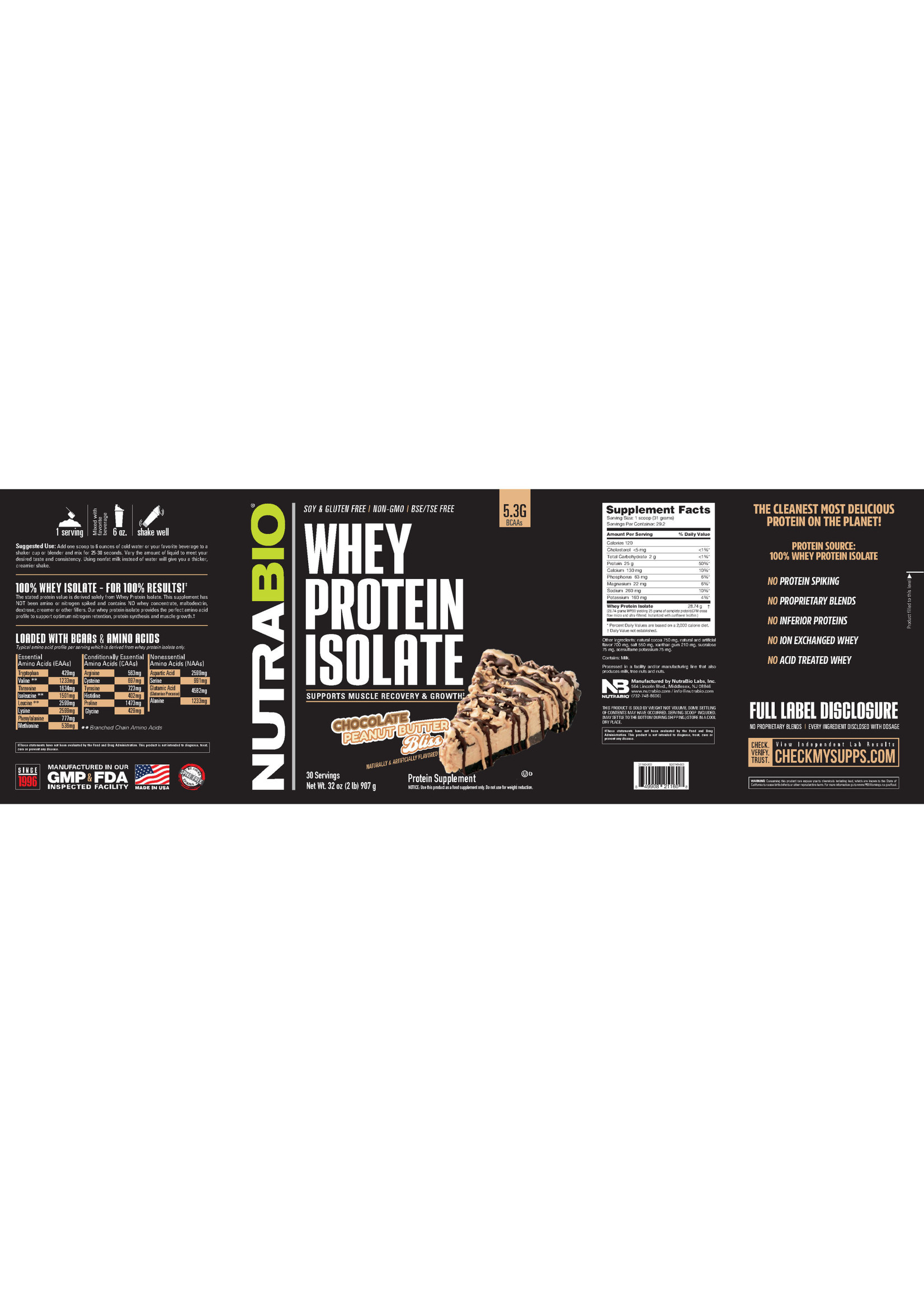 Nutrabio Whey Isolate 2lb Chocolate Peanut Butter Bliss