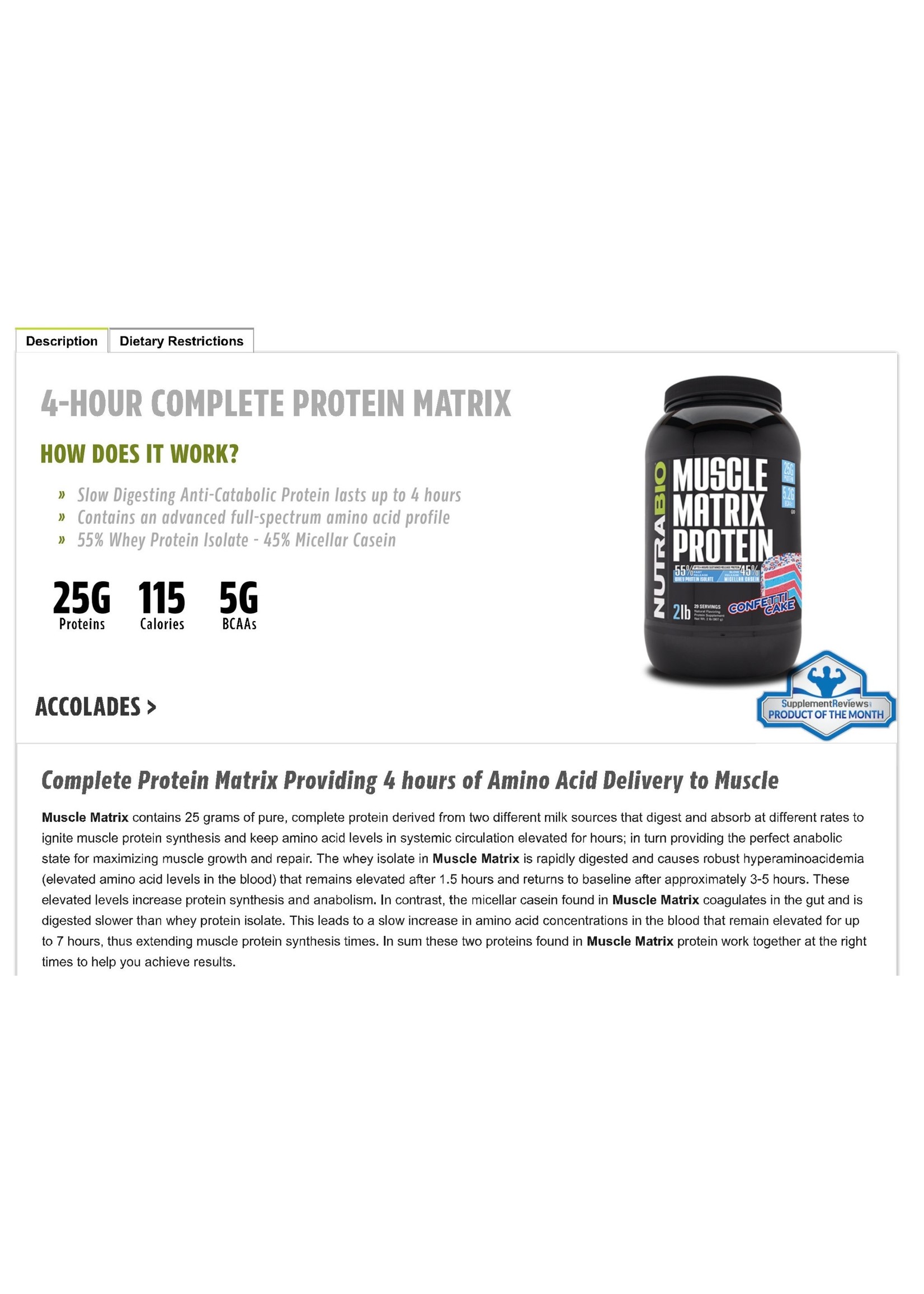 Nutrabio Muscle Matrix 2lb Chocolate Peanut Butter