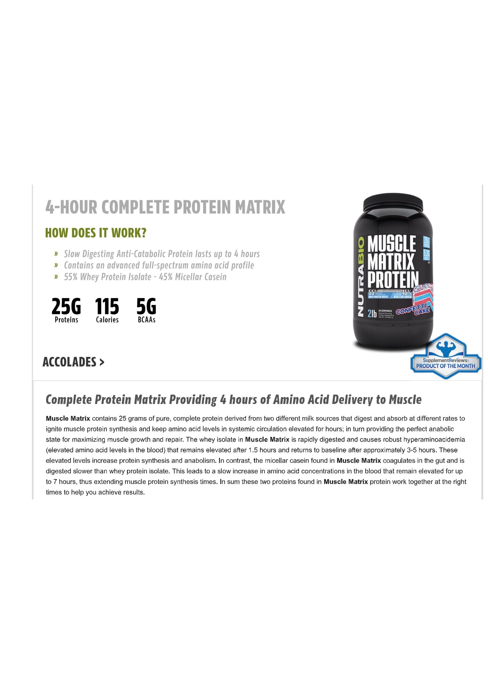 Nutrabio Muscle Matrix 2lb Confetti Cake