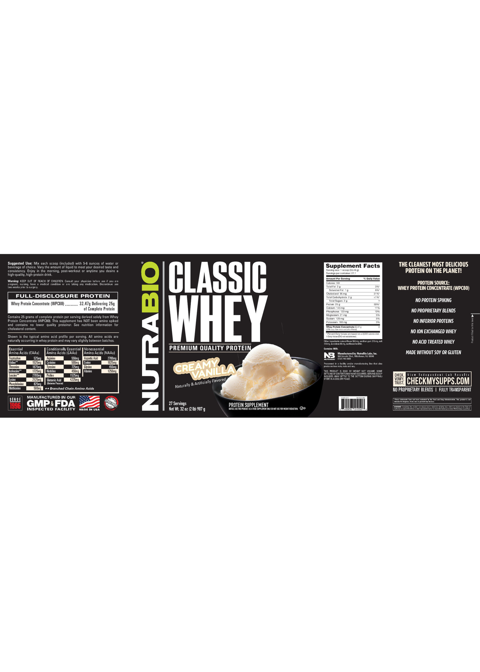 Nutrabio Classic Whey 2 lb Vanilla