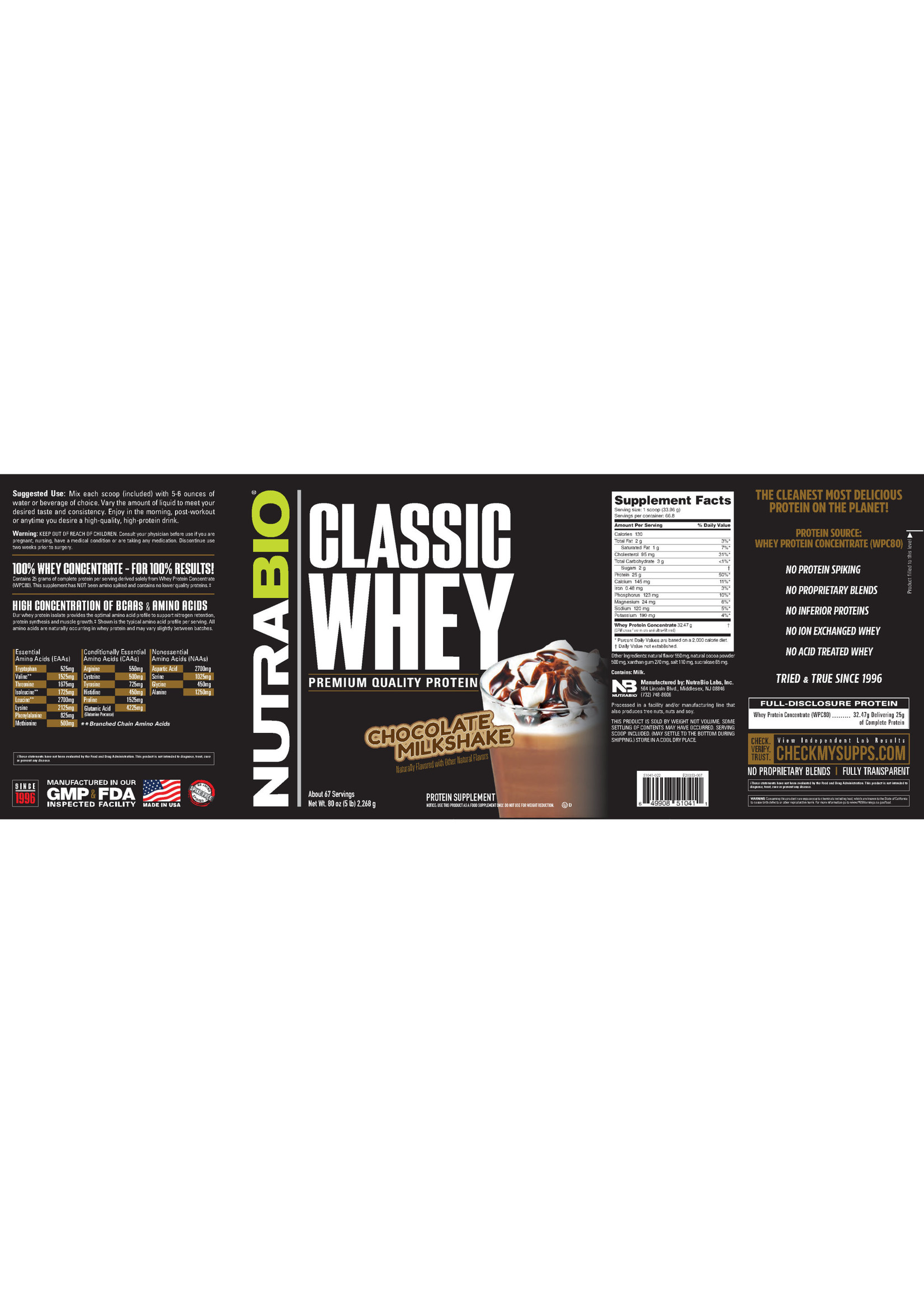 Nutrabio Classic Whey 5lb Chocolate