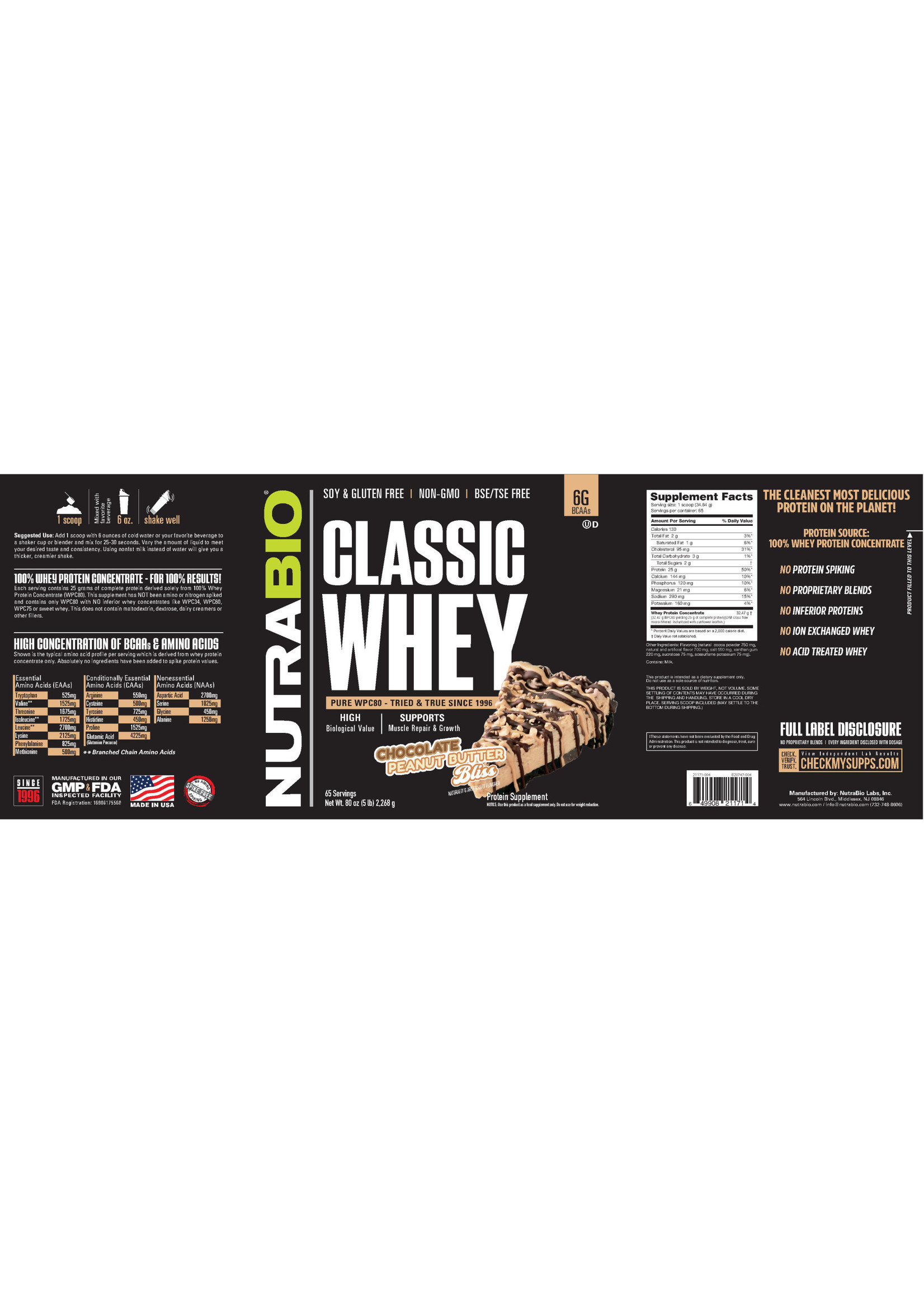 Nutrabio Classic Whey 5lb Chocolate Peanut Butter Bliss