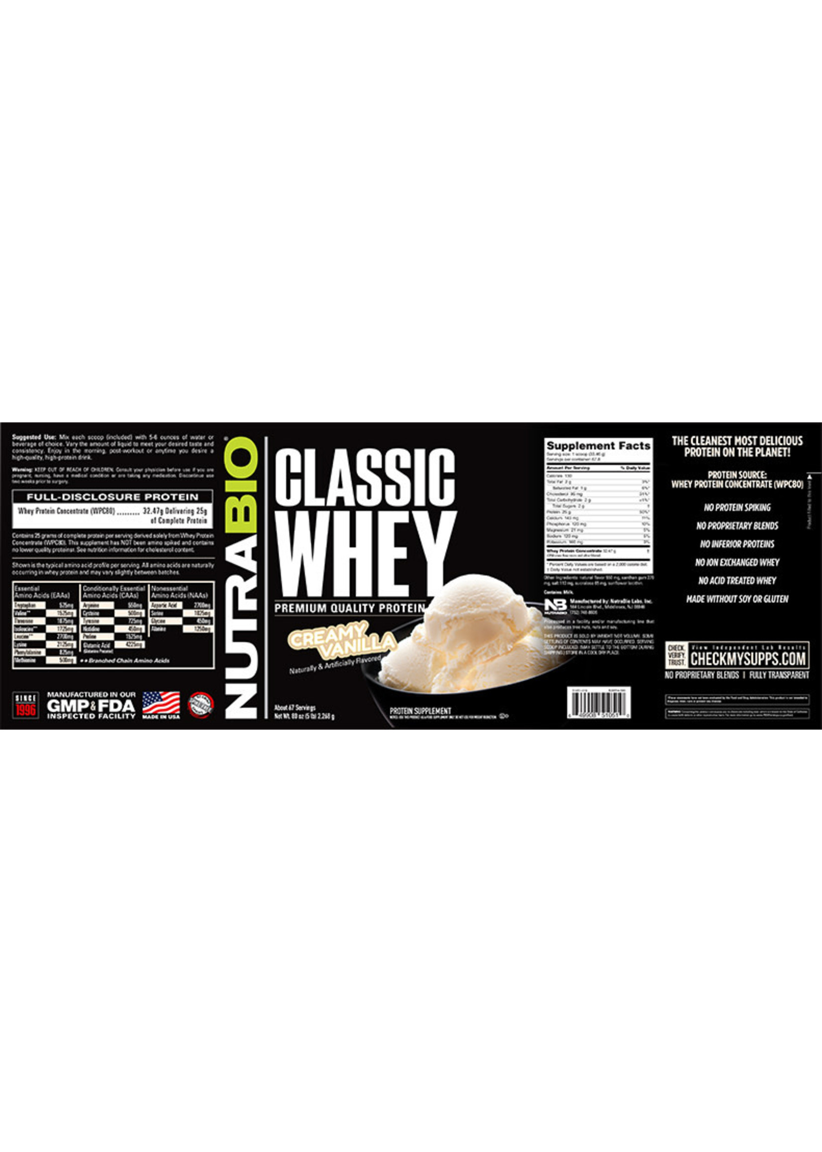 Nutrabio Classic Whey 5 lb Vanilla