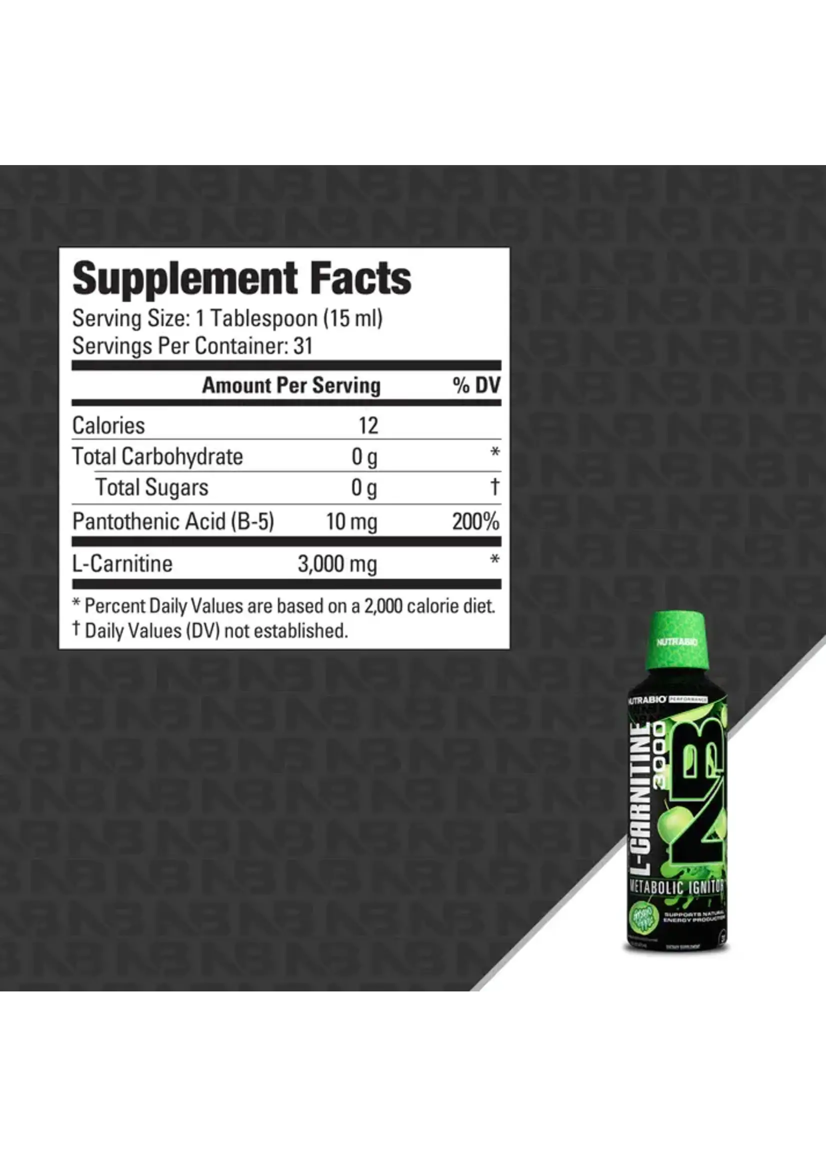 Nutrabio Lean Shots Liquid Carnitine Green Apple