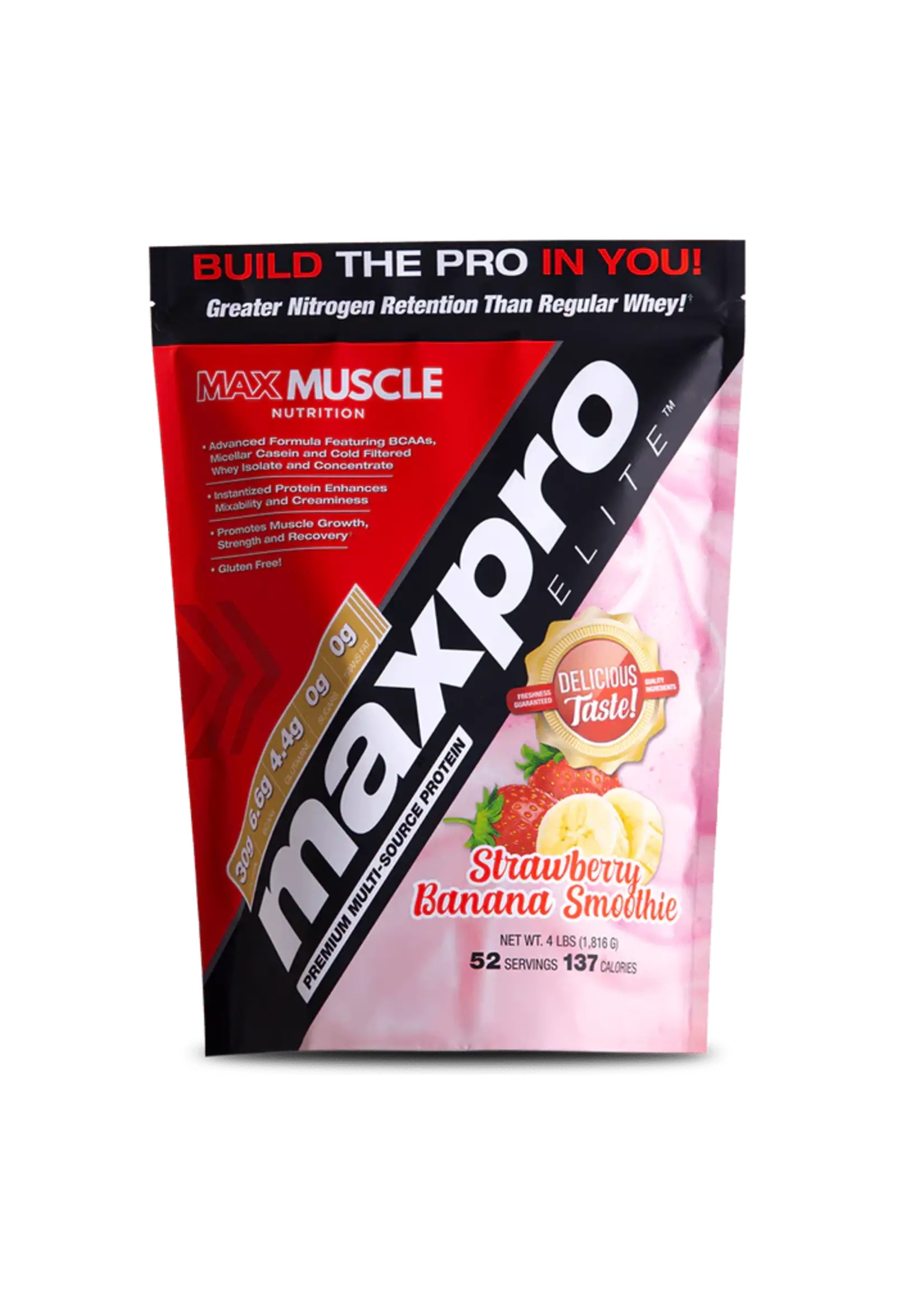 Max Muscle Maxpro Elite Strawberry Banana 4lb- $75 Great Deal! Discount Applied at Checkout