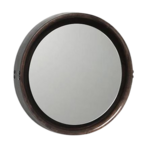 Mater Mater | Sophie Mirror, Medium | Sirka Grey Stained Mango Wood, Black Leather Rim | 19.6" Diam.