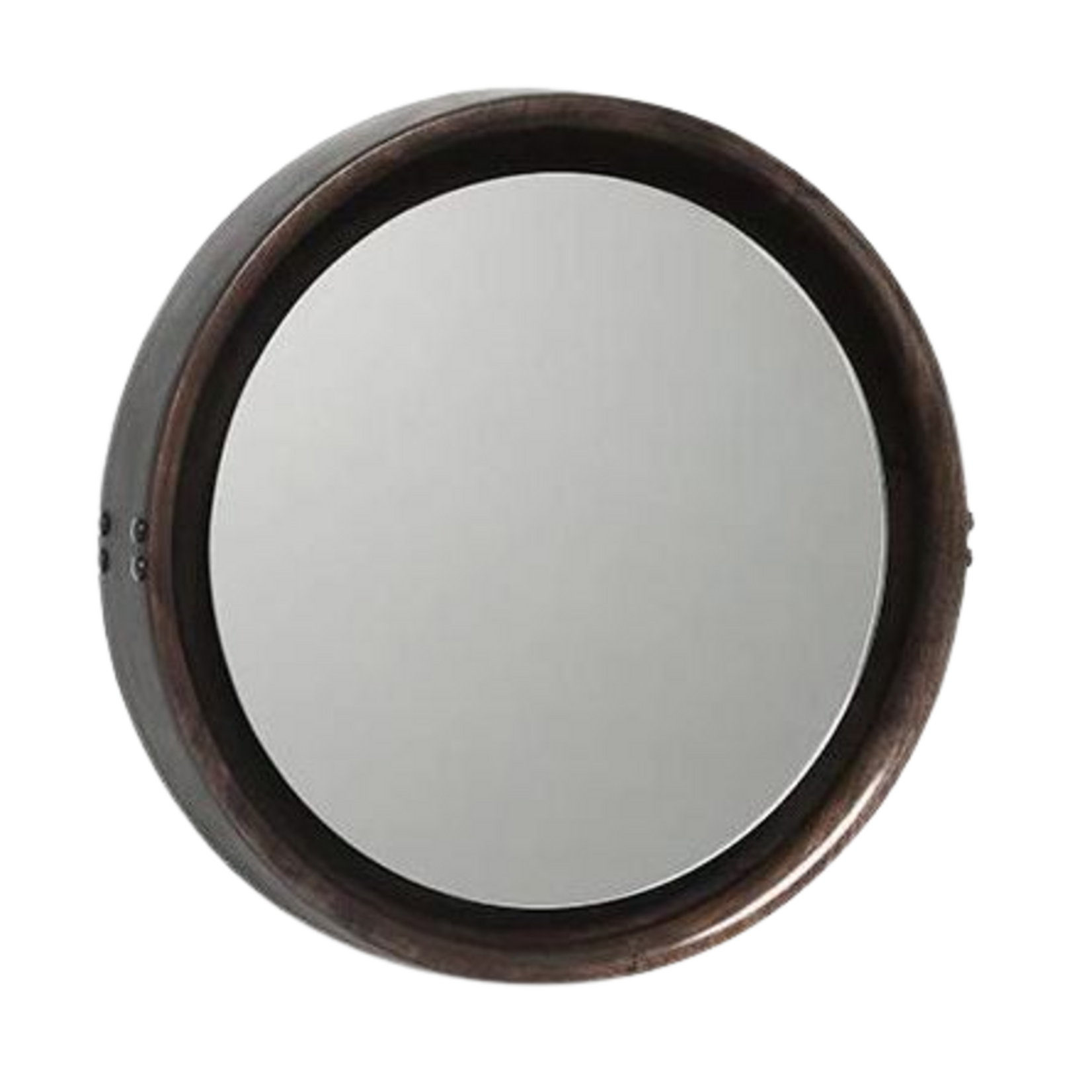 Mater Mater | Sophie Mirror, Medium | Sirka Grey Stained Mango Wood, Black Leather Rim | 19.6" Diam.