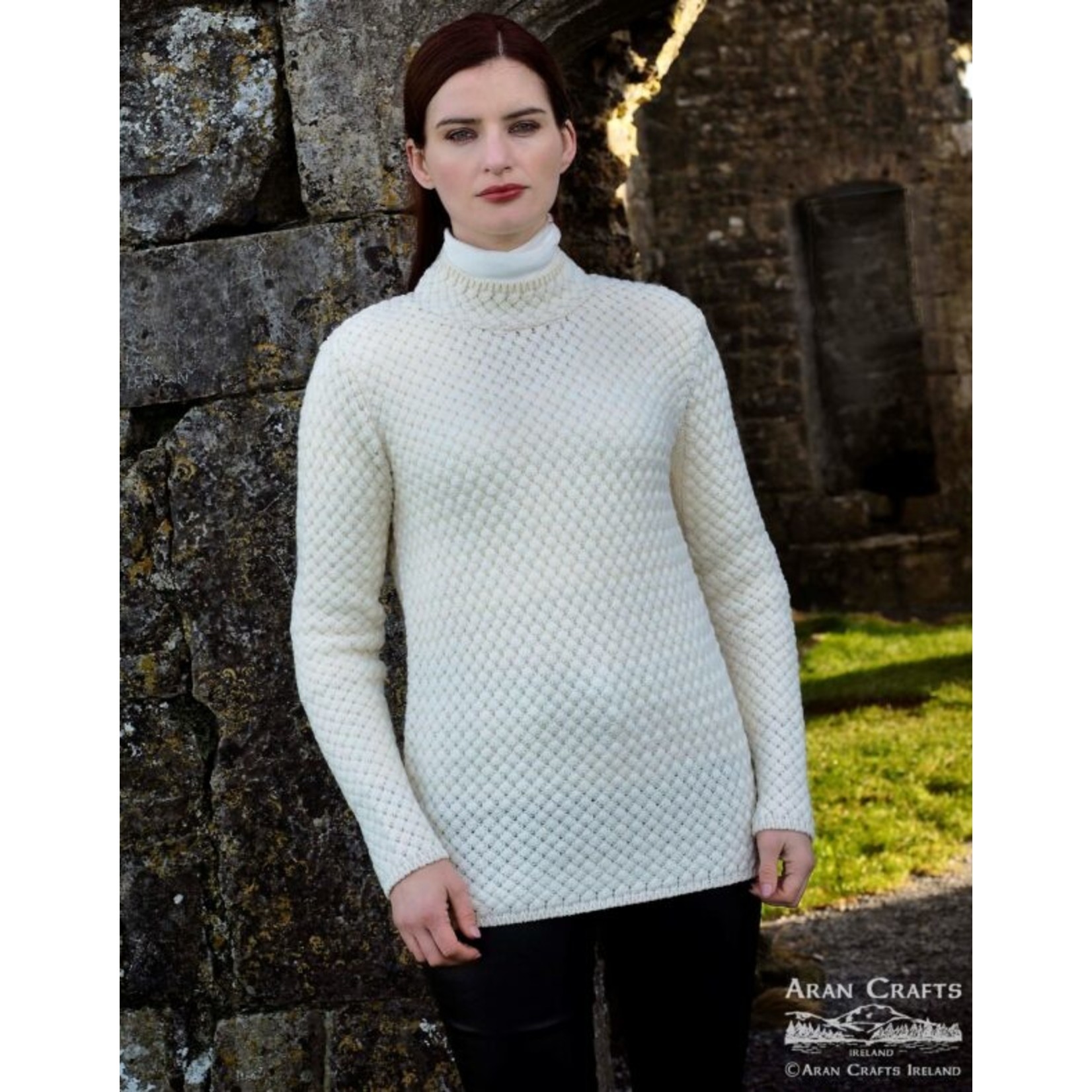 West End Knitwear Irish Sweater Stradbally Trellis Stitch