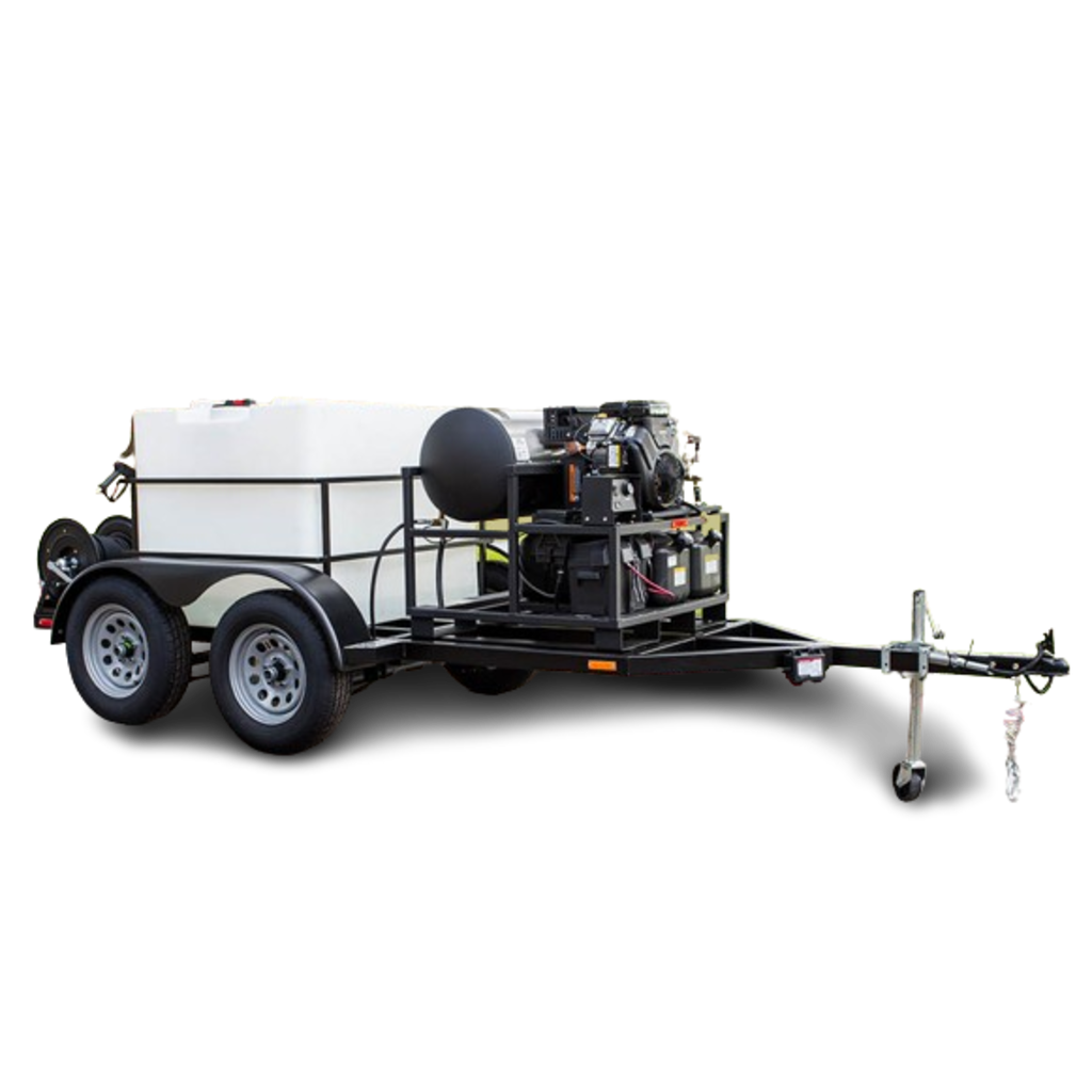 DOUBLE AXLE TRAILER 5x10 WITH 330 GALLON WATER TANK HOT PRESSURE WASHER