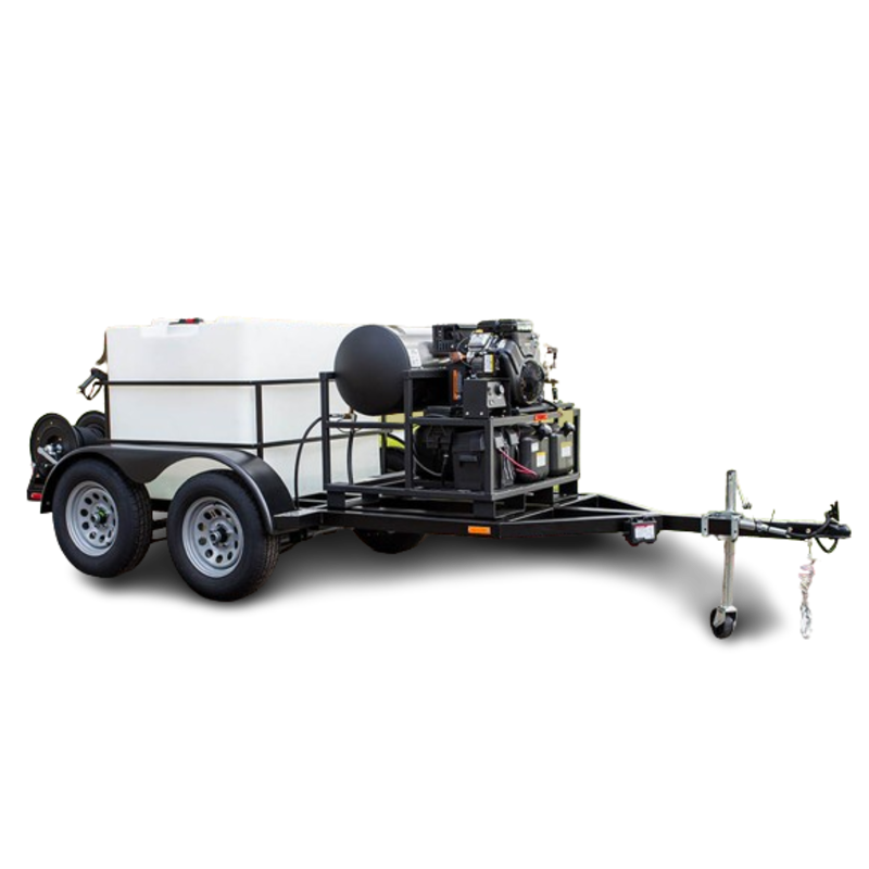 DOUBLE AXLE TRAILER 5x10 WITH 330 GALLON WATER TANK HOT PRESSURE WASHER