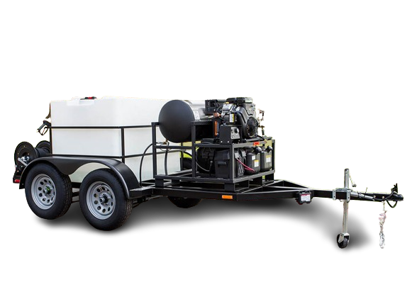DOUBLE AXLE TRAILER 5x10 WITH 330 GALLON WATER TANK HOT PRESSURE WASHER