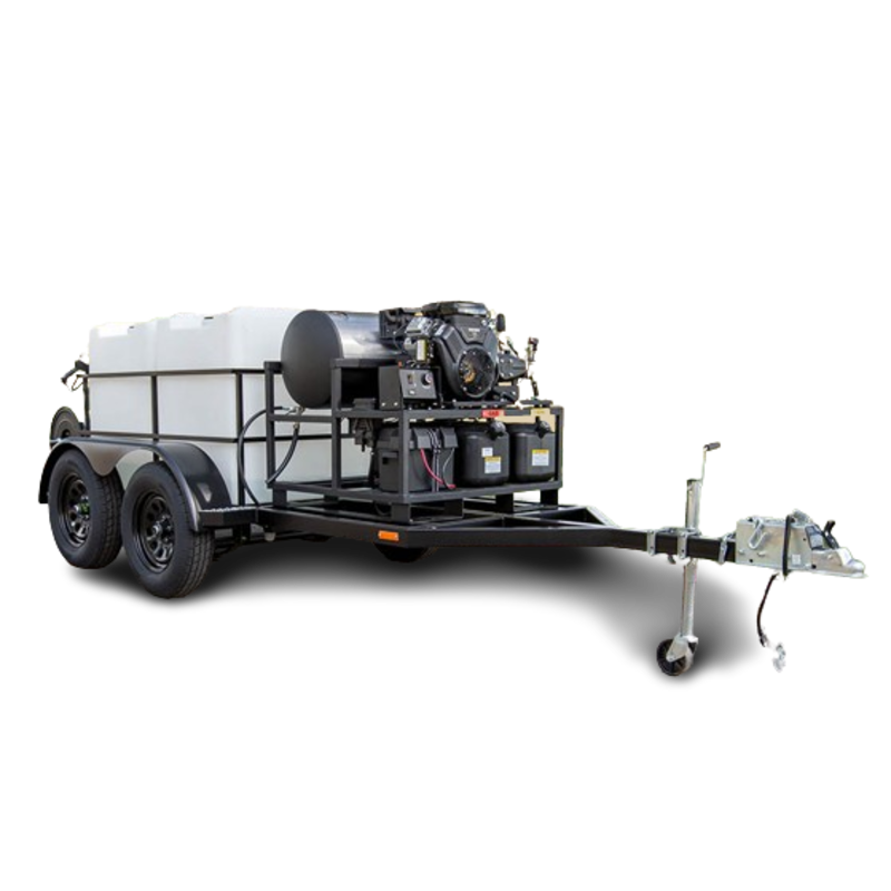 DOUBLE AXLE TRAILER 5X10 WITH DUAL 460GL TANK & HOT PRESSURE WASHER