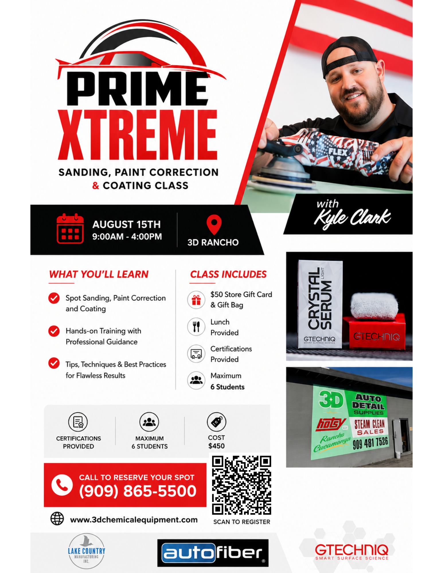 PRIME (AUGUST 15th)  SANDING, PAINT CORRECTION & COATING CLASS W/GTECHNIQ