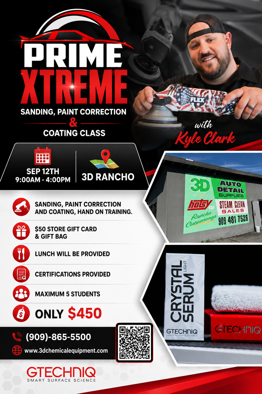 PRIME (September 12th)  SANDING, PAINT CORRECTION & COATING CLASS W/GTECHNIQ