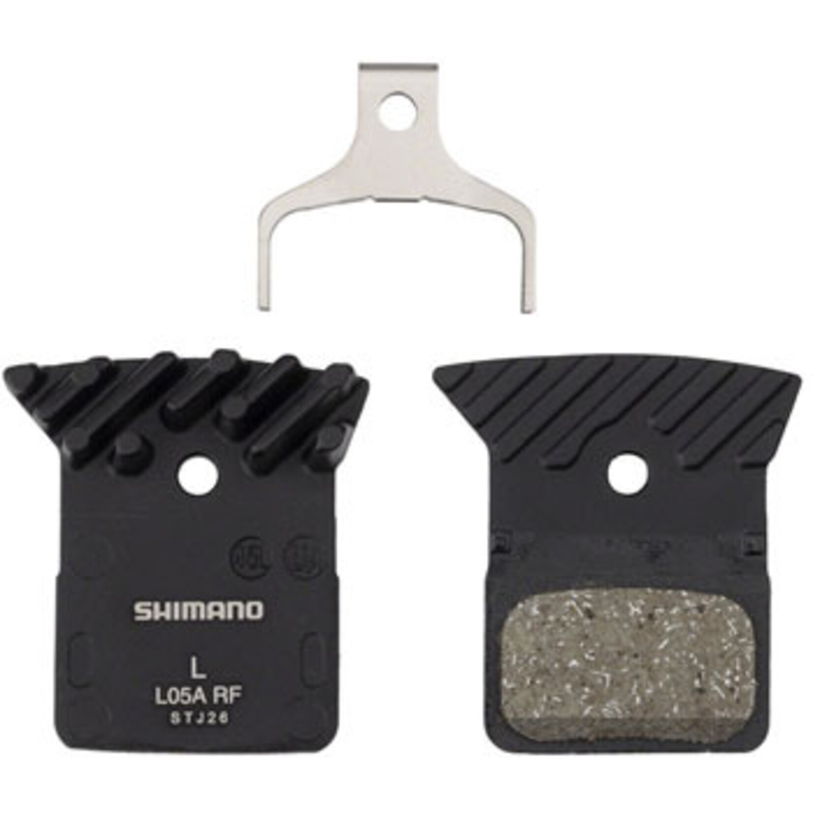 Shimano L05A-RF Disc Brake Pad and Spring - Resin Compound, Finned Alloy Back Plate, One Pair