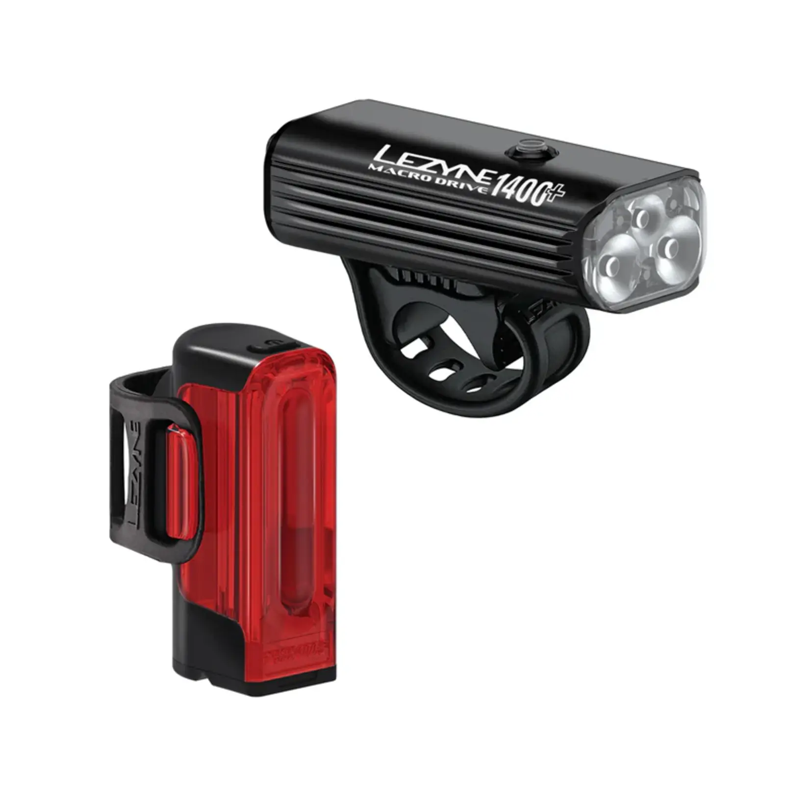 Lezyne MACRO DRIVE 1400+ /  STRIP DRIVE PRO 400+ PAIR SATIN BLACK / BLACK