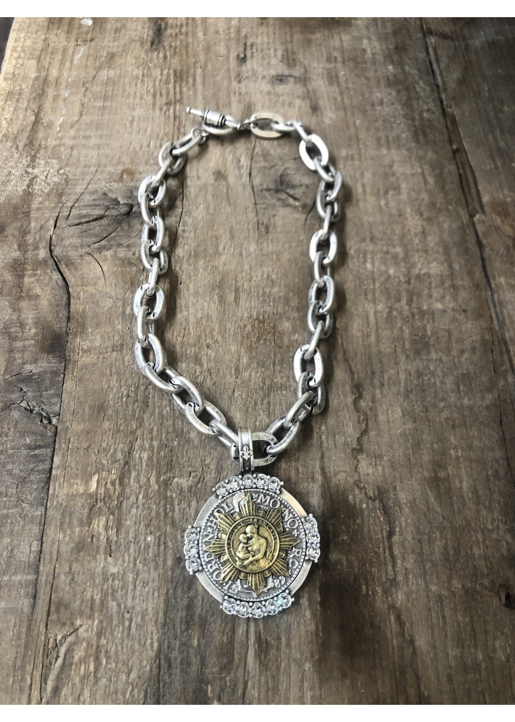 Lourdes Chain with William Patrie Medallion & Euro Crystal