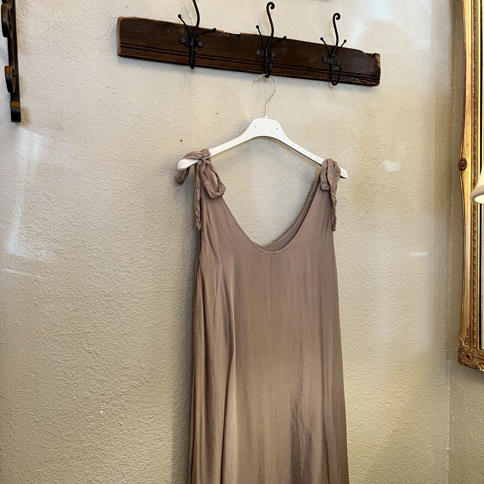 Mid-Length Silk Dress with Straps