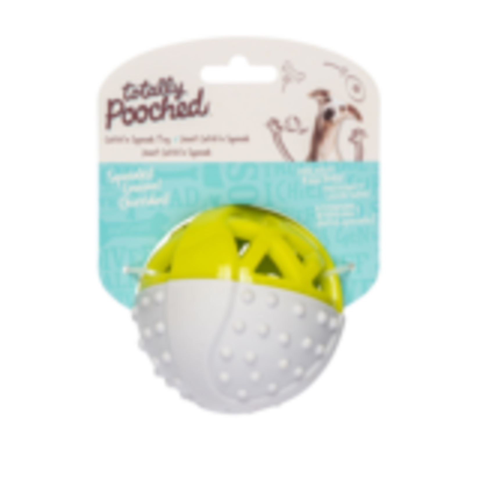 Messy Mutts Totally Pooched Catch n' Squeak Ball, Foam Rubber, 3.5"