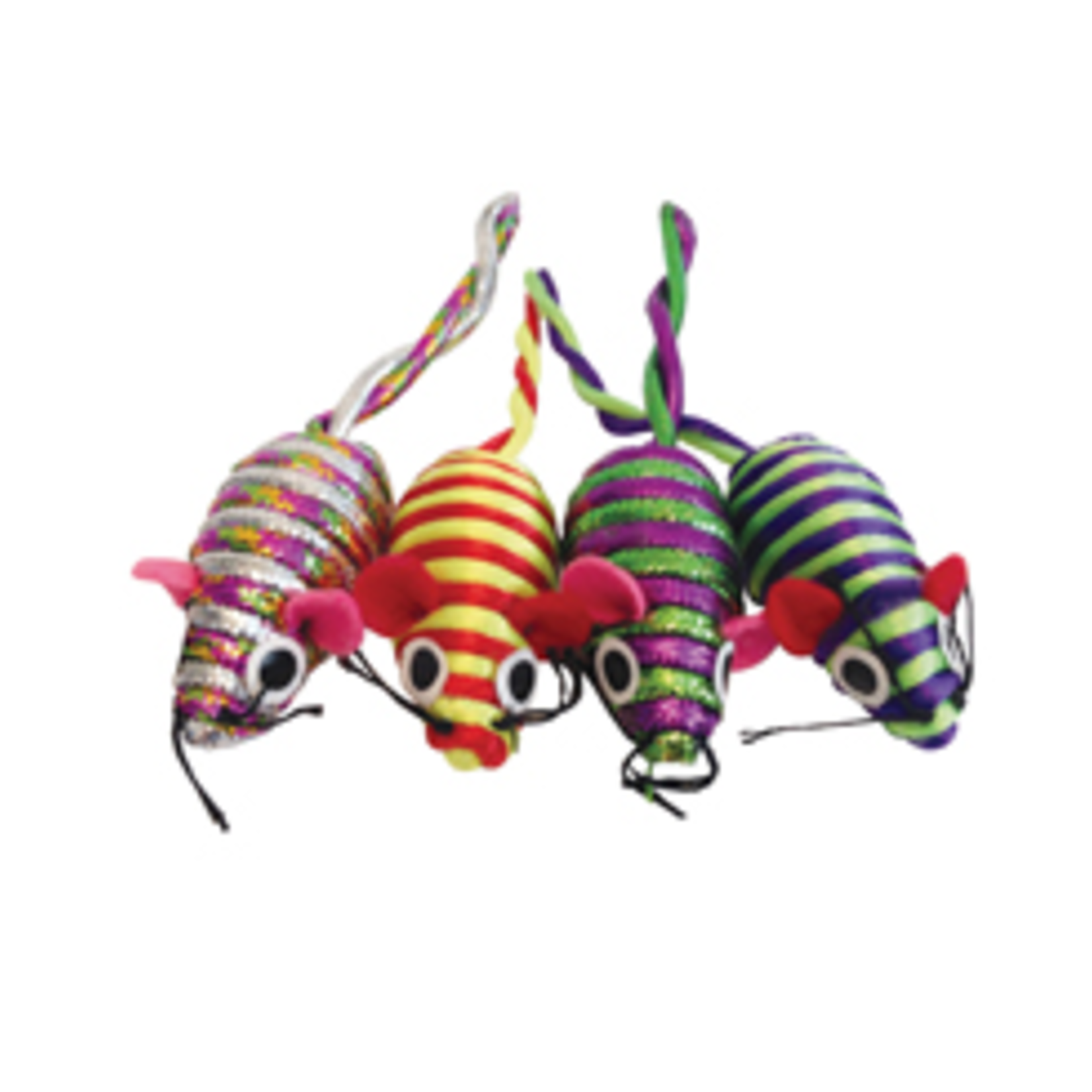 Glitter Stripe Catnip Mice - pack of 4