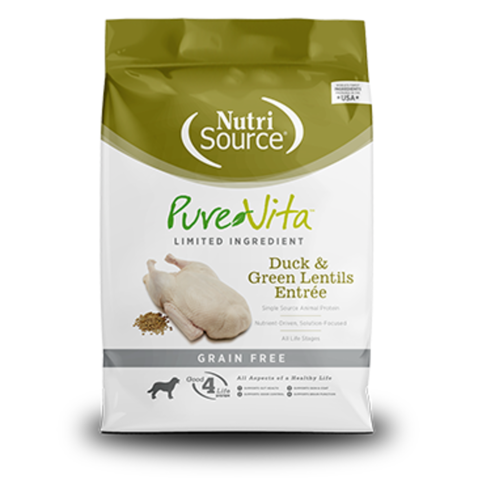 Nutri-Source Canard & Lentiles vertes - PureVita - S Grain - 5 lbs