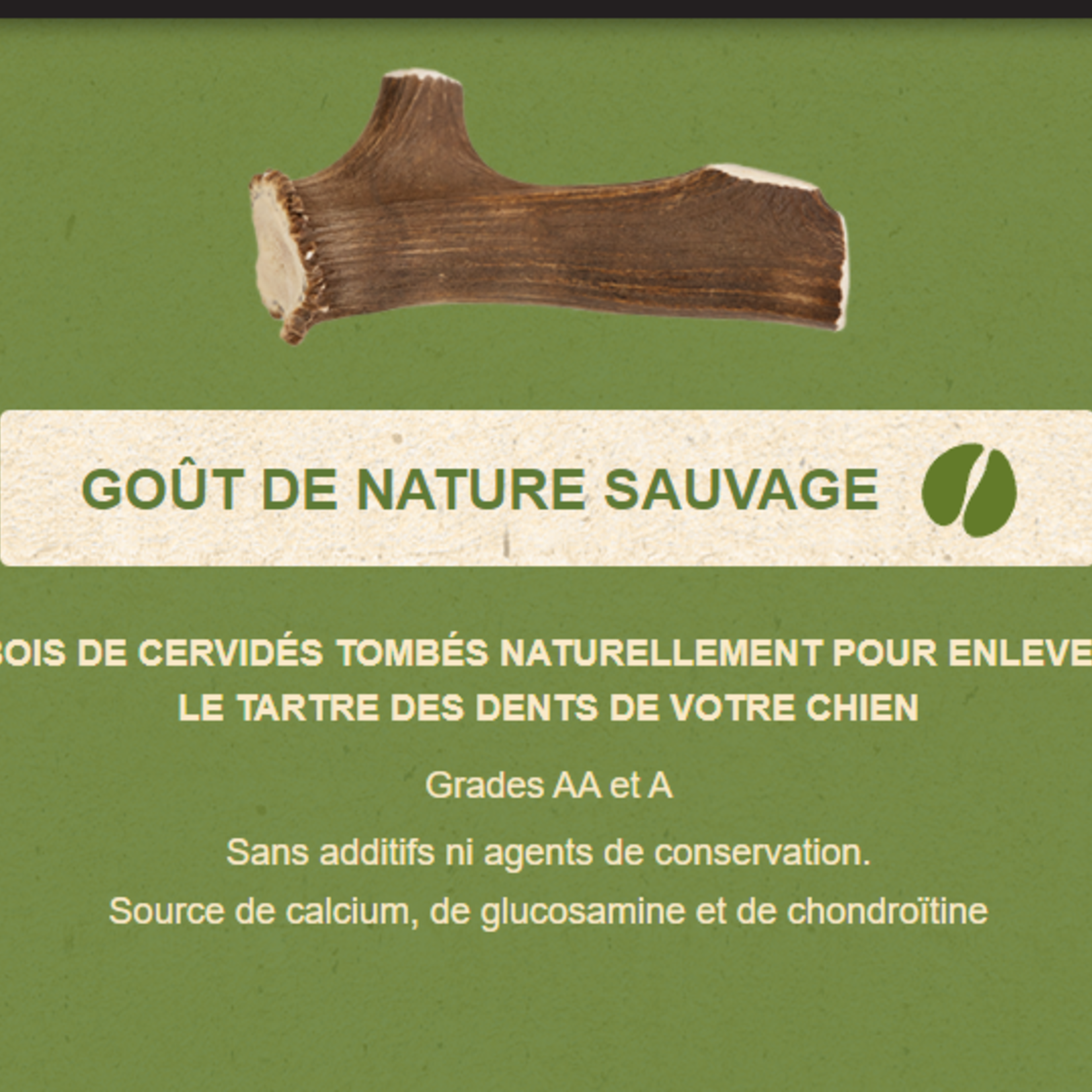 DENTLER Bois de cervidés - Entier - Saveur Nature Sauvage - Small