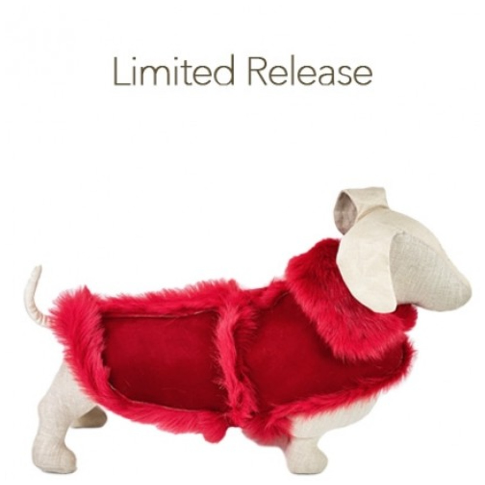 Hartman & Rose Red Long Haired Shearling Dog Coat - XSmall