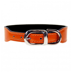 Hartman & Rose Italian Bright Orange Patent Leather in Nickel - Collar - 18-20 in